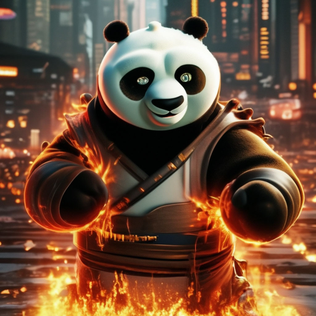 Kung fu panda on fire