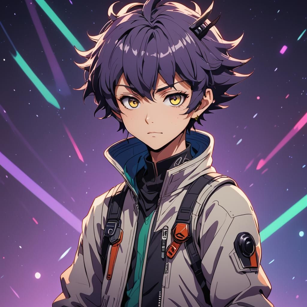 a alien vtuber boy character, in an 2d