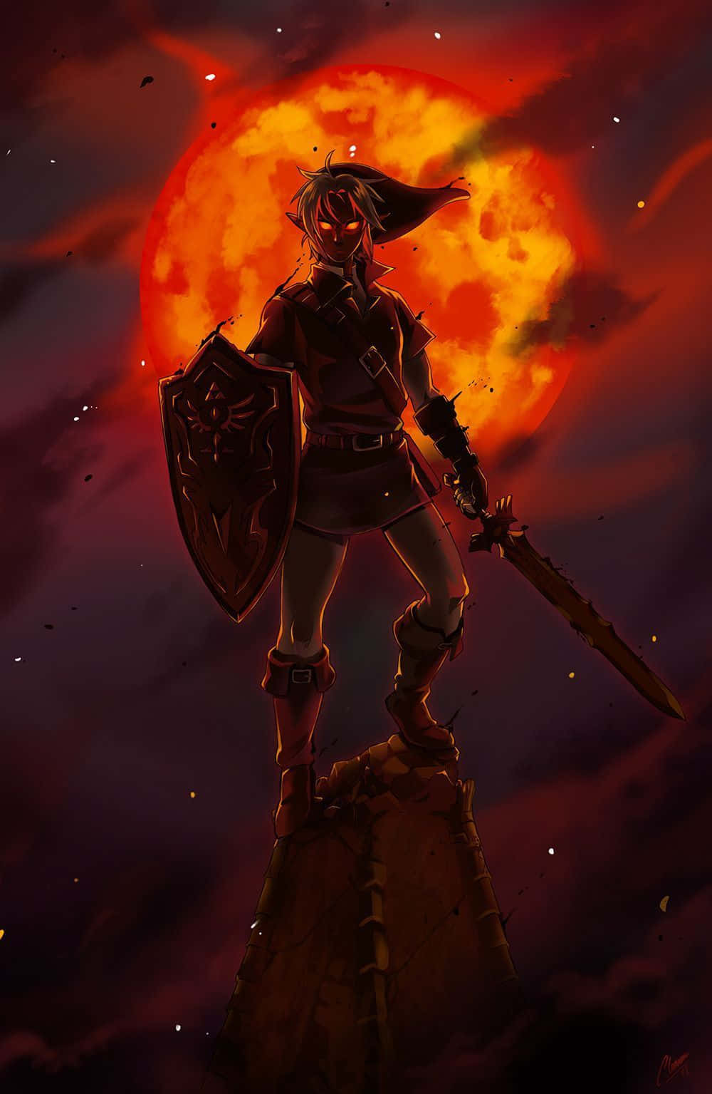 Of Zelda iPhone Fiery Sun Wallpaper