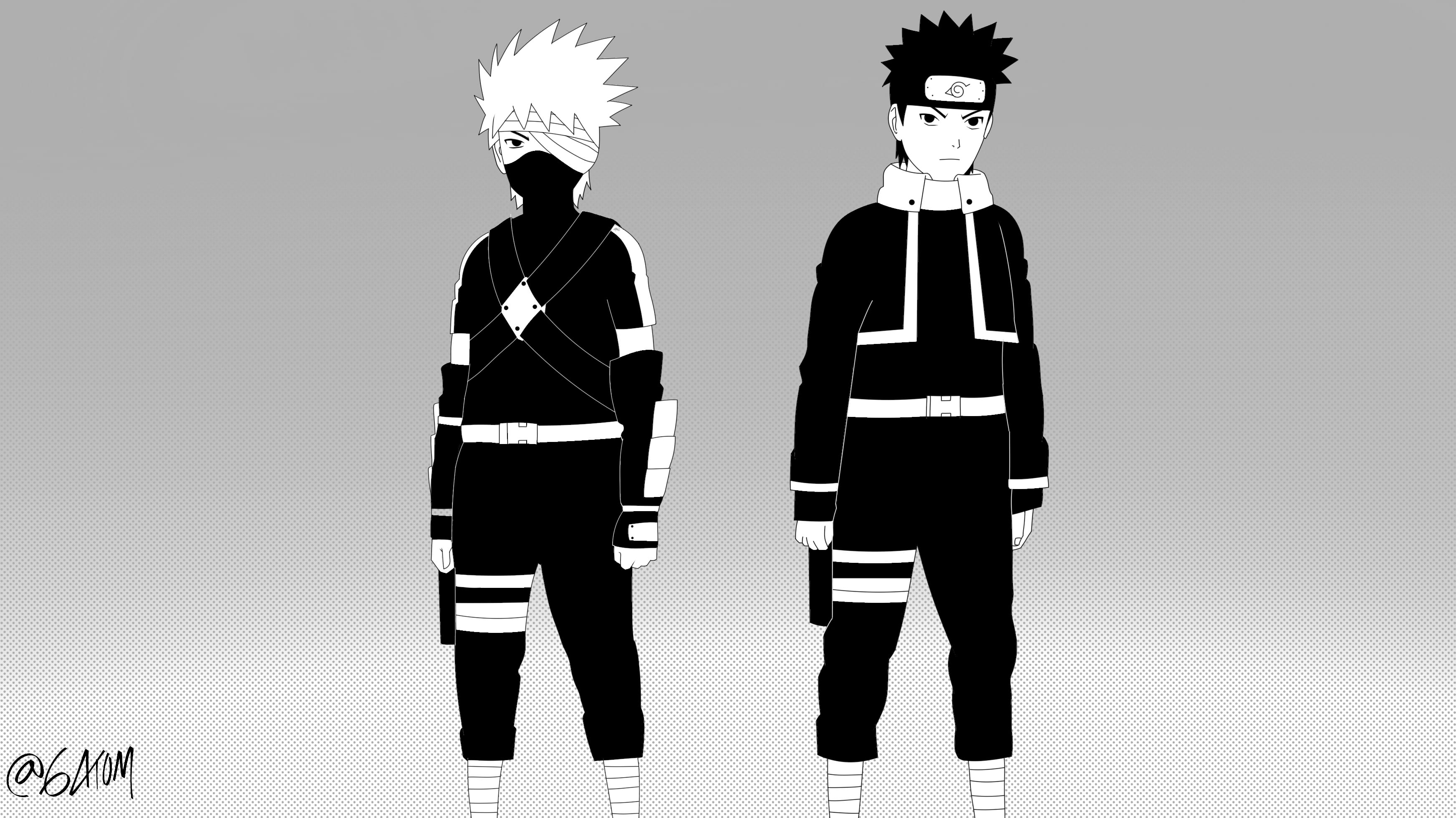 Kid Kakashi and Kid Obito Wallpaper Art