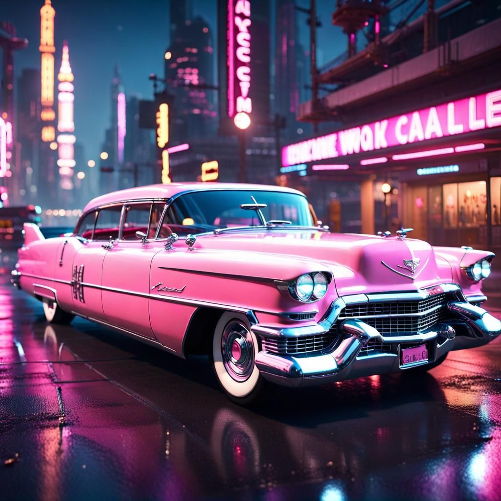Pink 1955 Cadillac Fleetwood