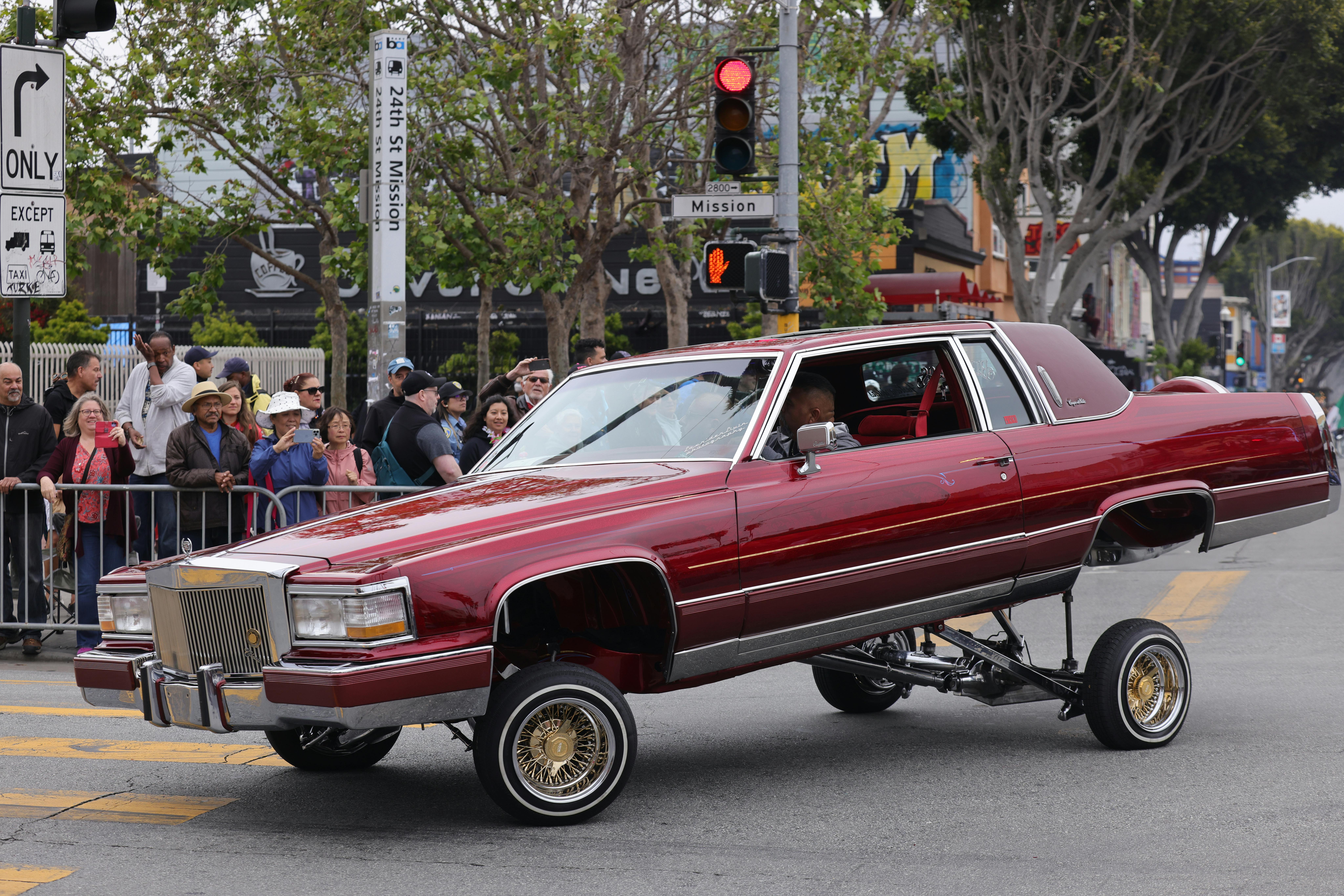 A Lowrider Cadillac Fleetwood on