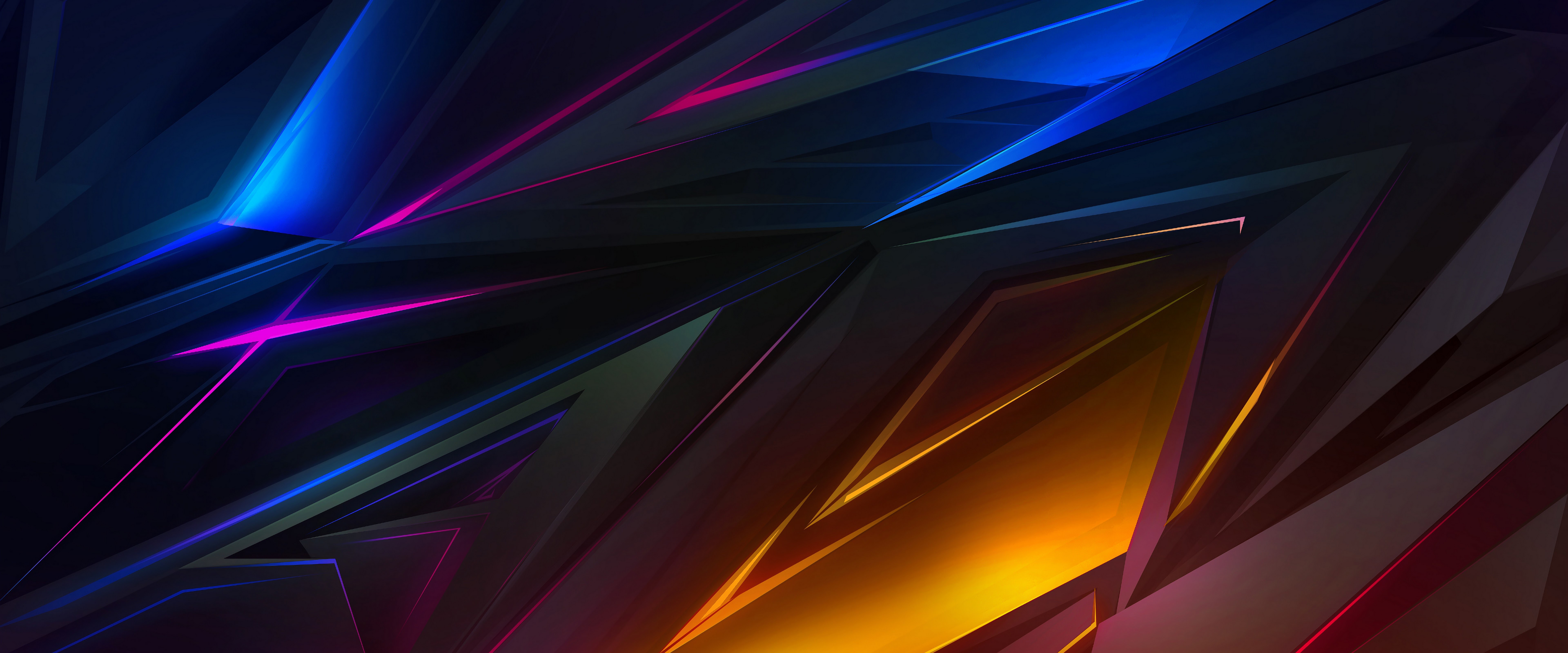 Colorful Dark Abstract Polygon 3D 4K