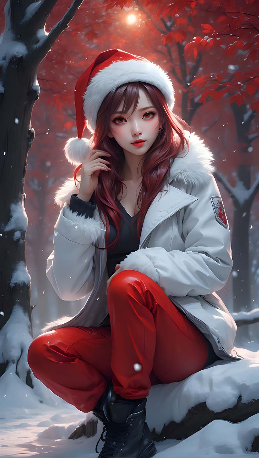 Xmas Anime Girl iPhone Wallpaper
