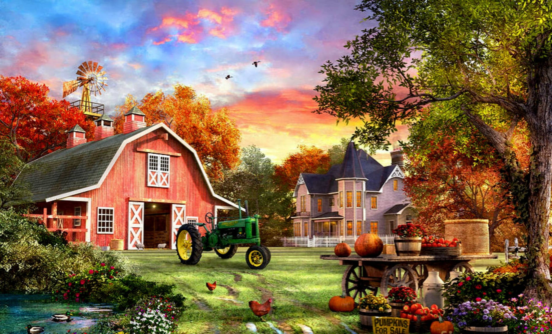 Download Caption: Vintage John Deere Tractor in a Field Wallpaper