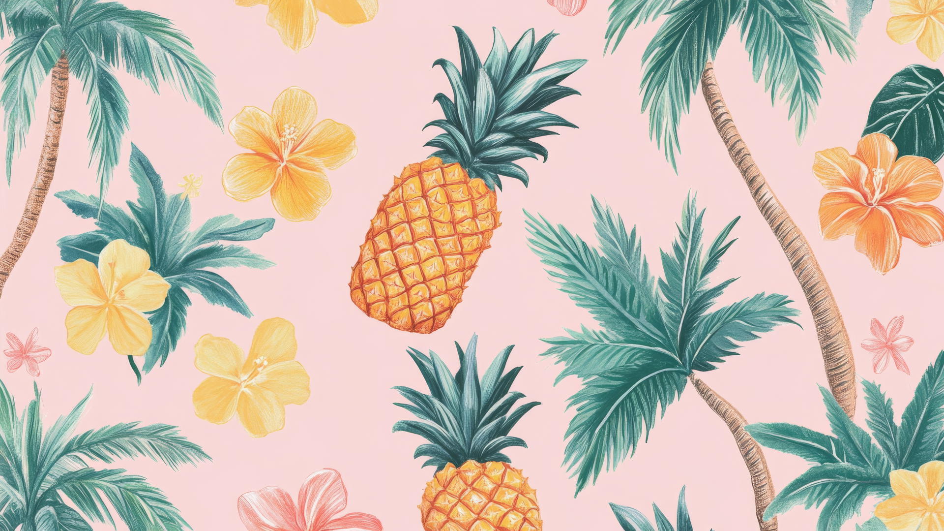 Preppy Summer Wallpaper with Pineapples