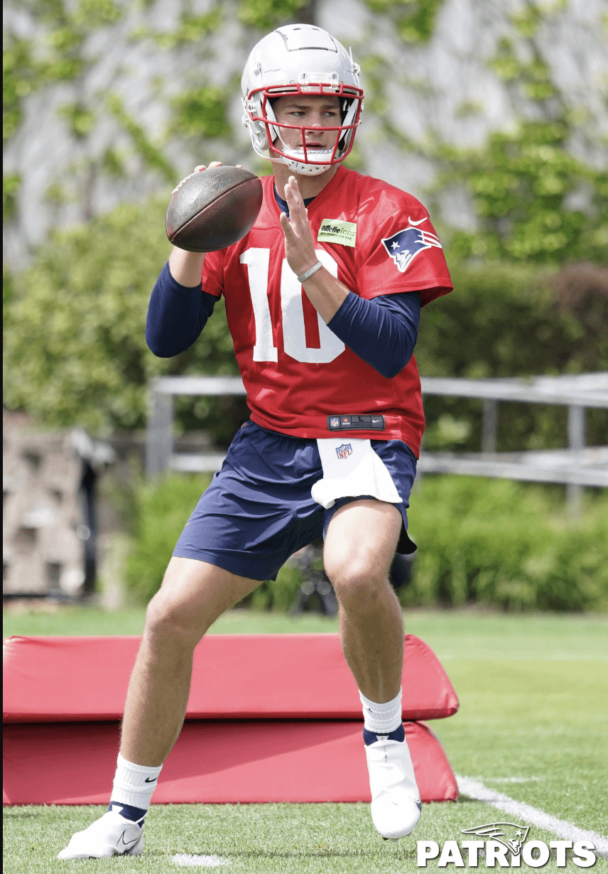 Drake Maye in a Patriot's Uniform