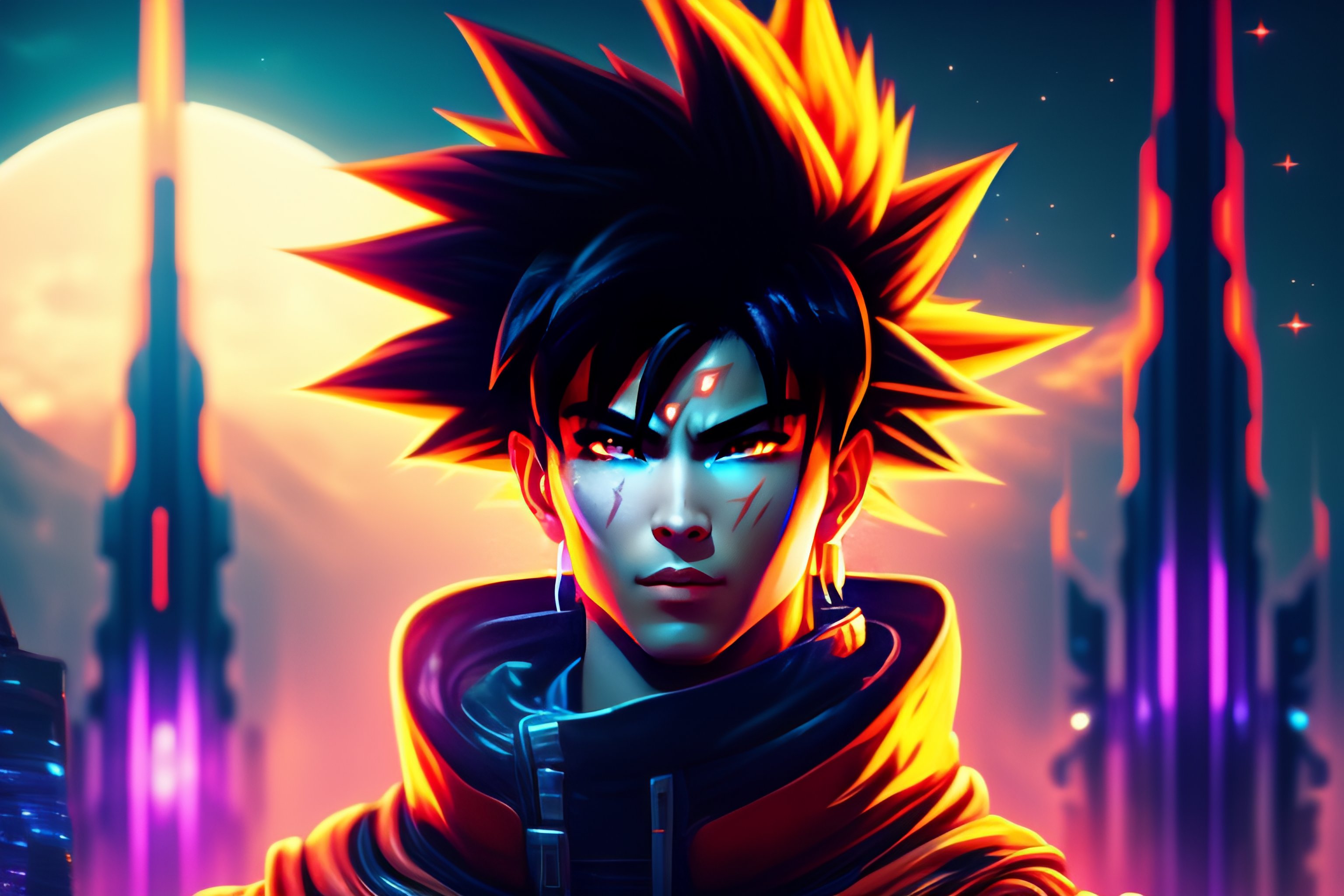 Cyberpunk goku in space