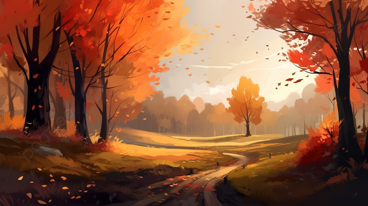 Painting Of A Country Road In Autumn