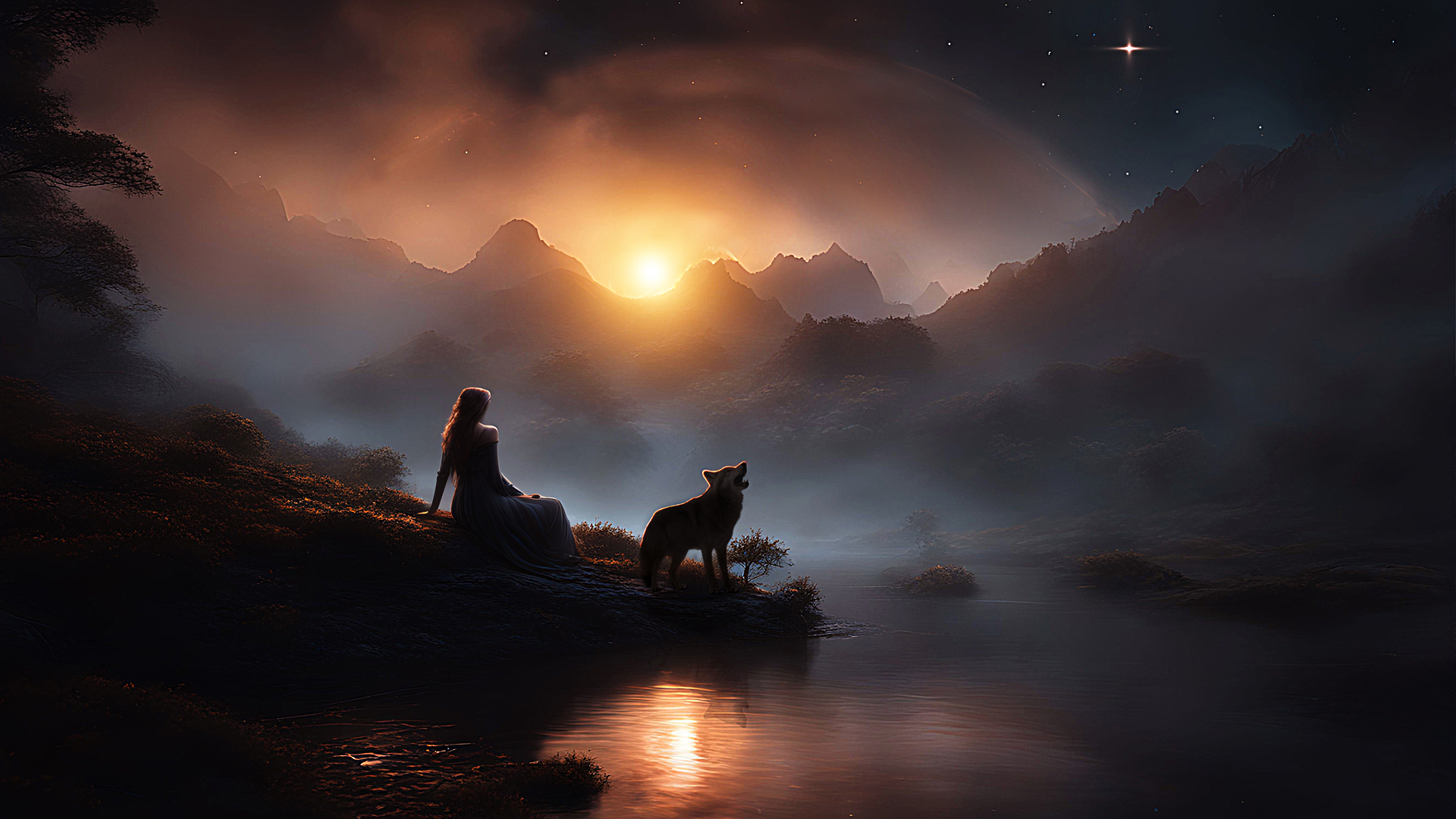 Download Silhouette Nature Sunset 4k