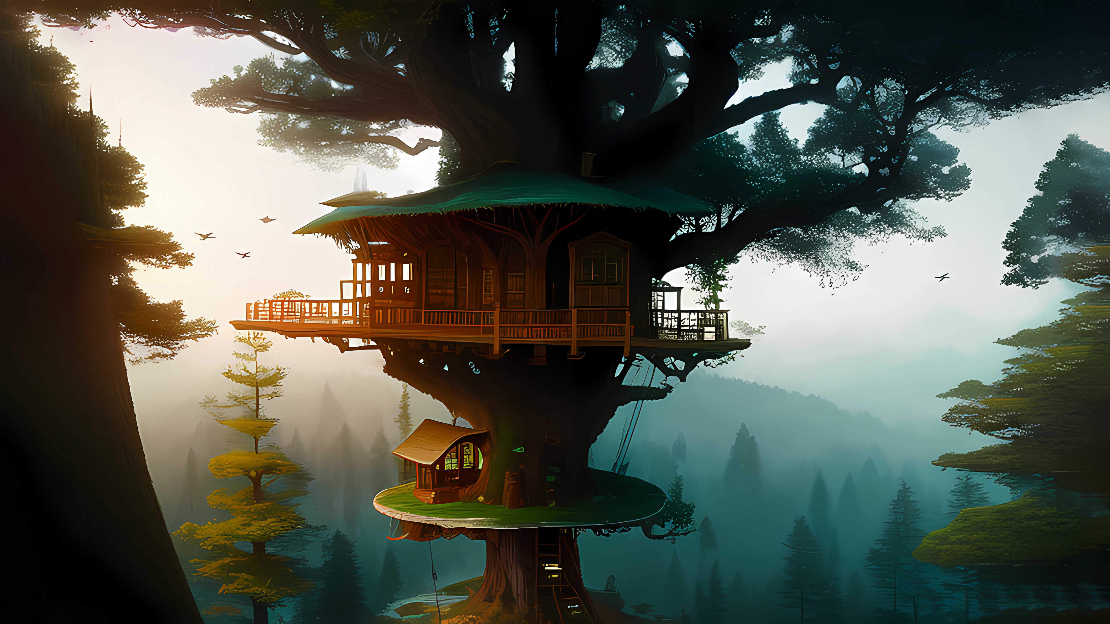 Stable Diffusion 4K Ai Art Tree House