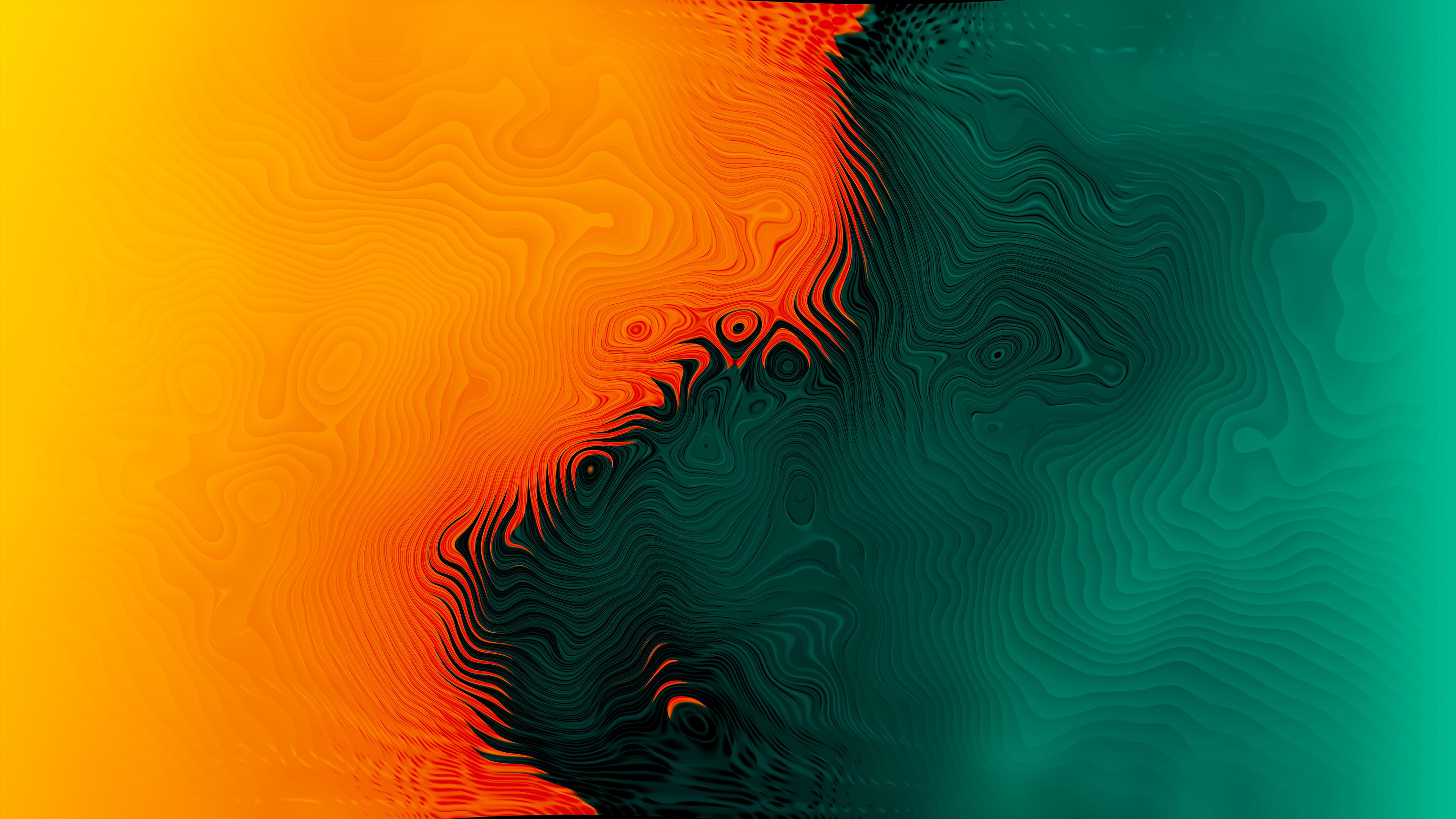 Orange & Green Abstract. 3840x2160