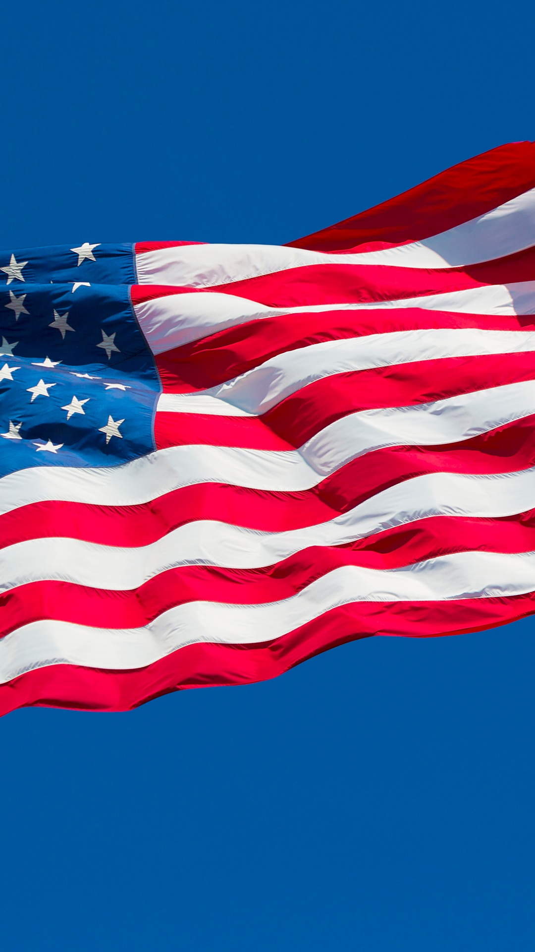 USA Wallpaper 4K, Blue Sky, American flag