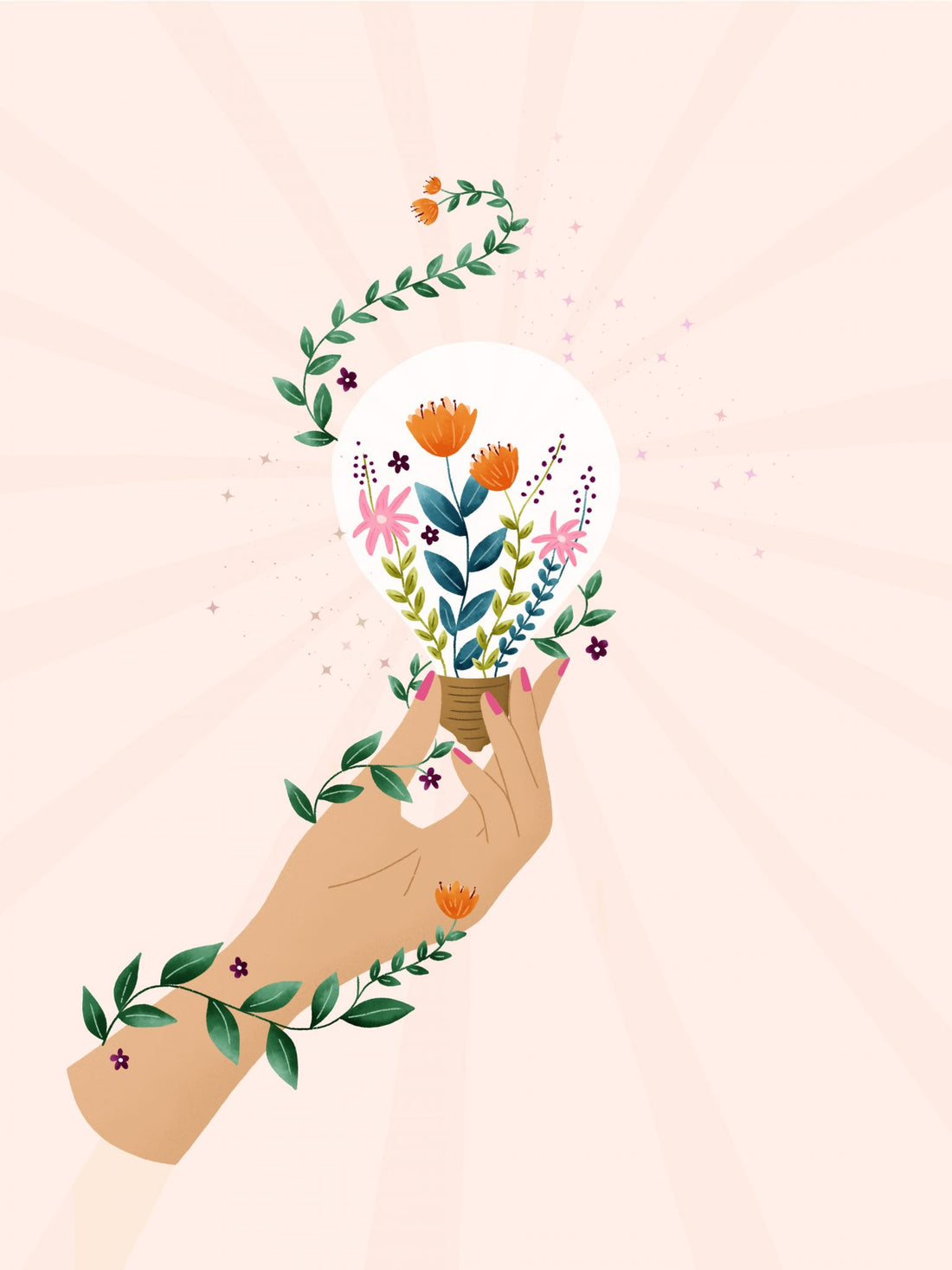 Floral lightbulb desktop, phone