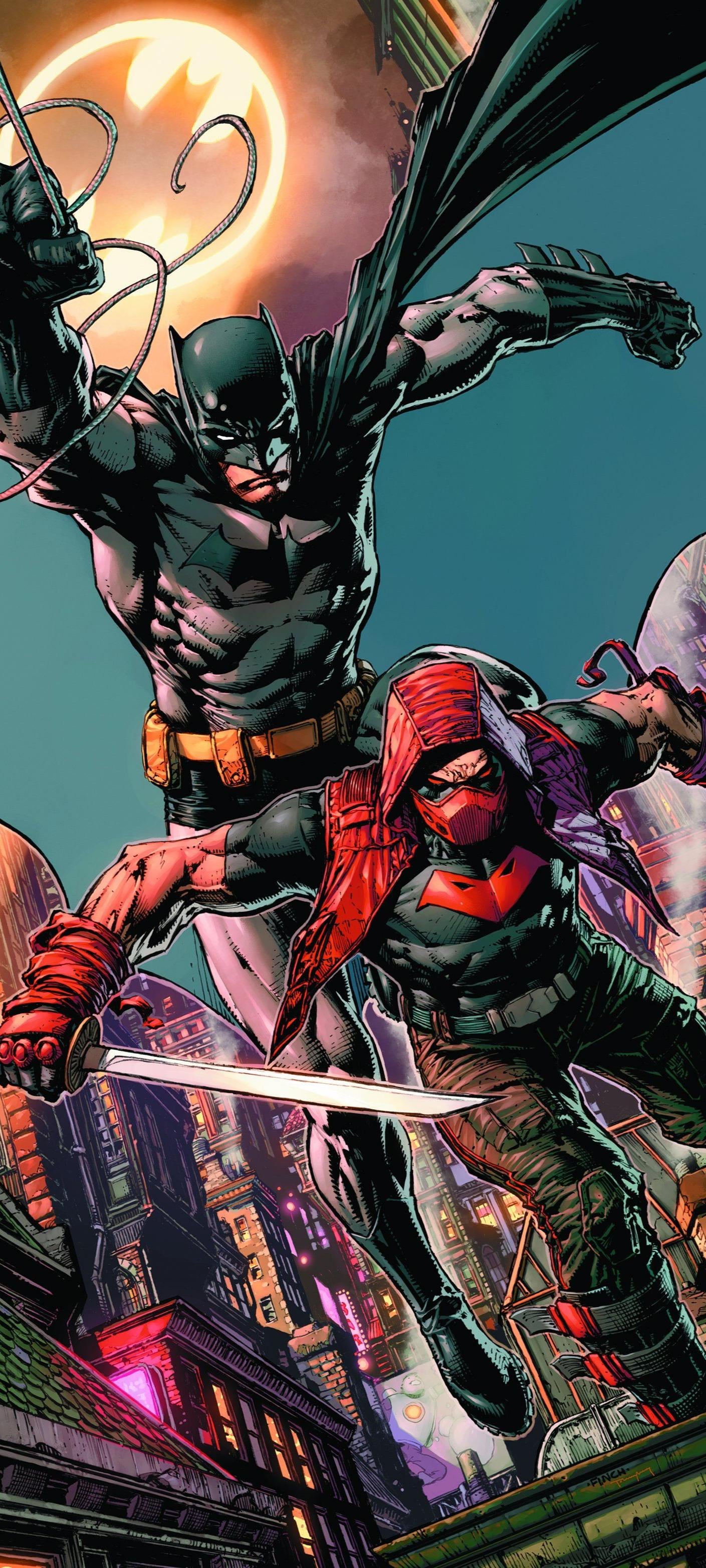 Batman & Red Hood wallpaper 1409x3131