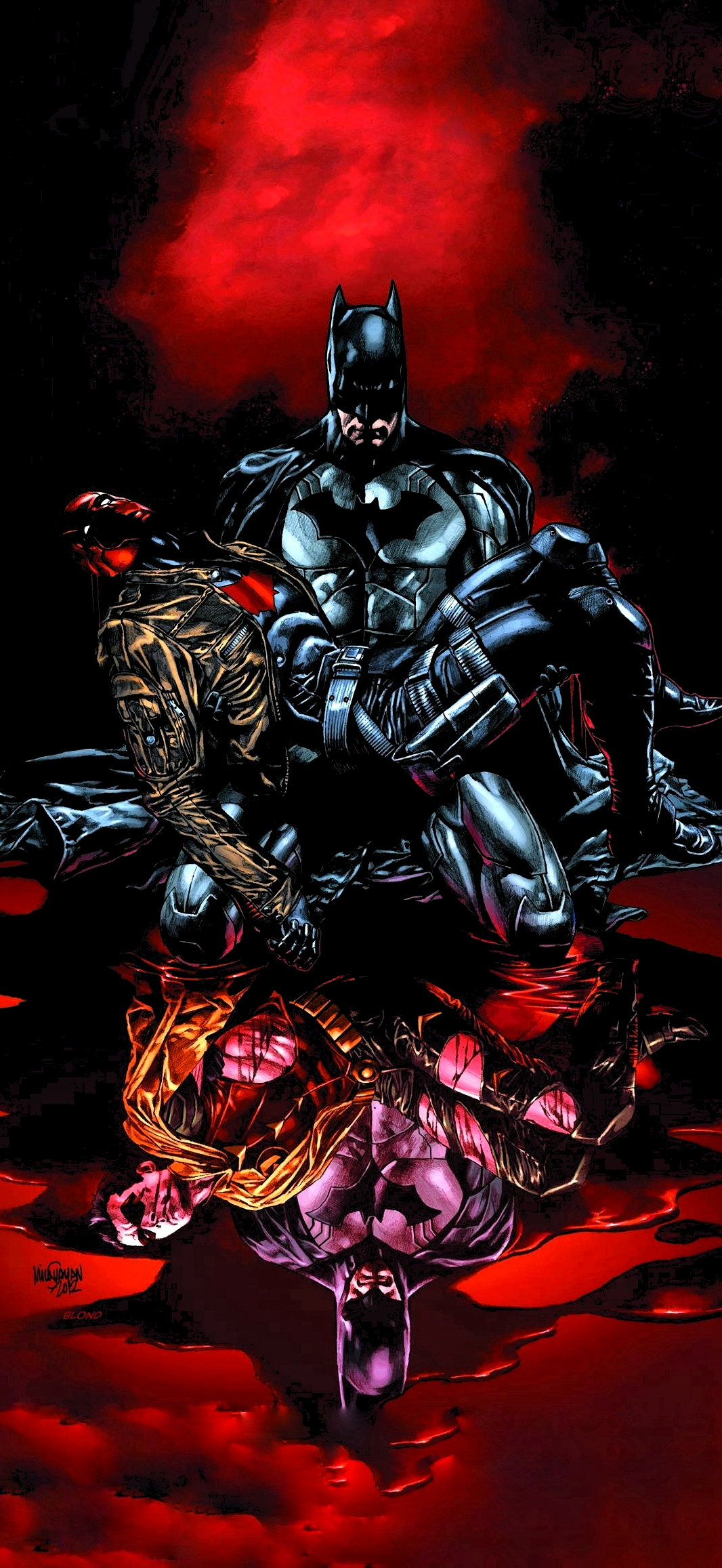 Batman and Red Hood wallpaper [1066x2314]