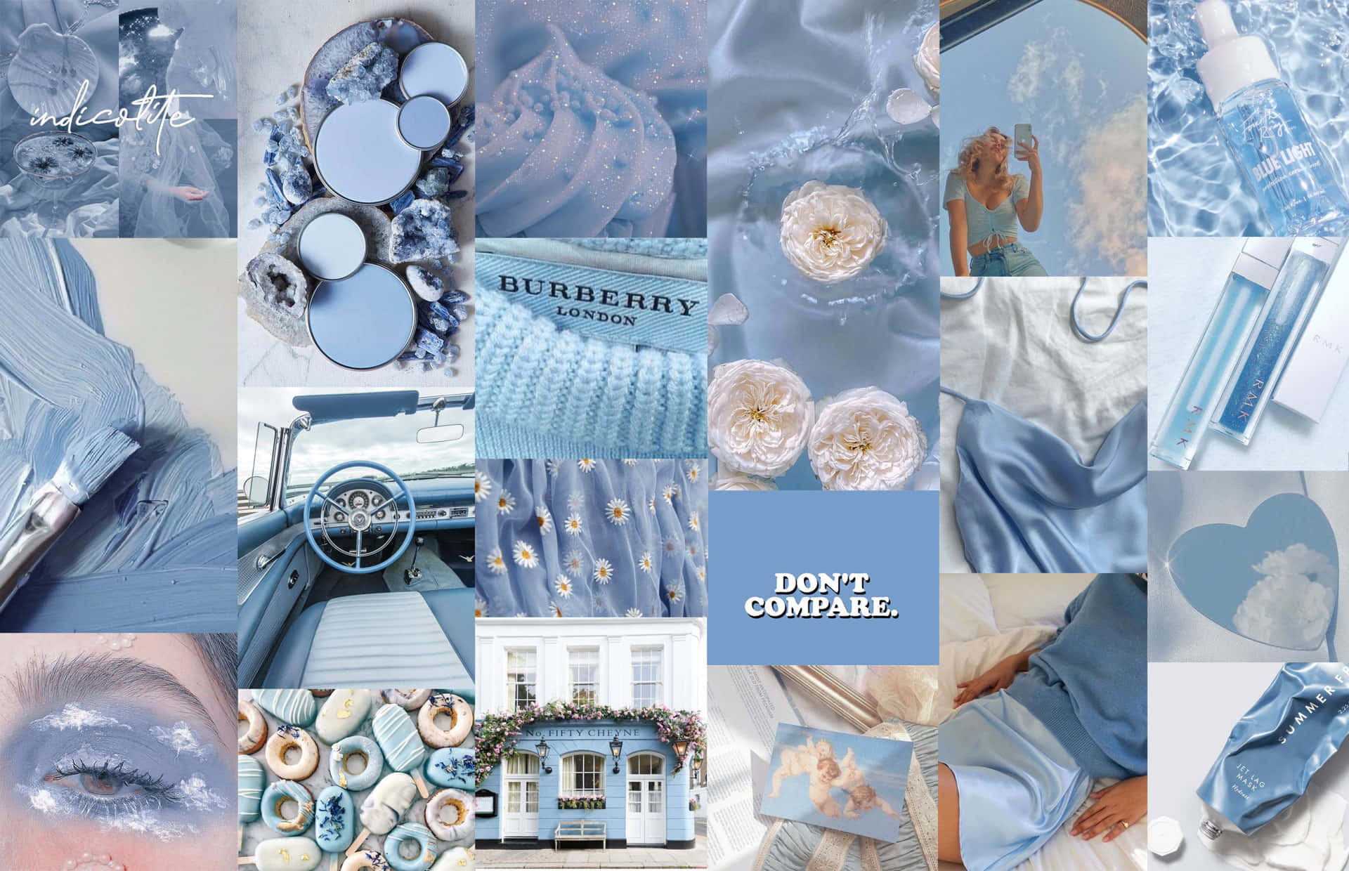 Cool Pastel Blue Collage Wallpaper