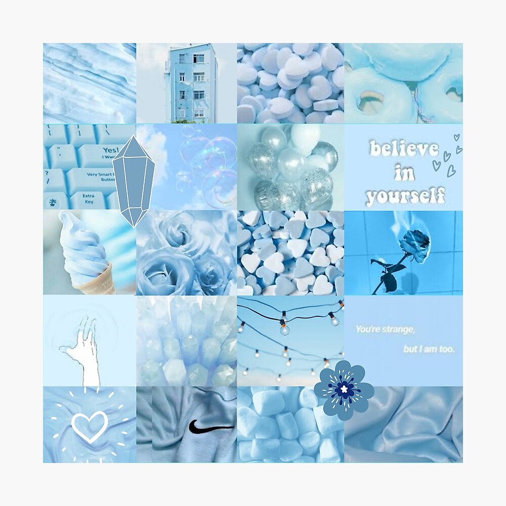 Light blue Aeshtetic collage Art Board
