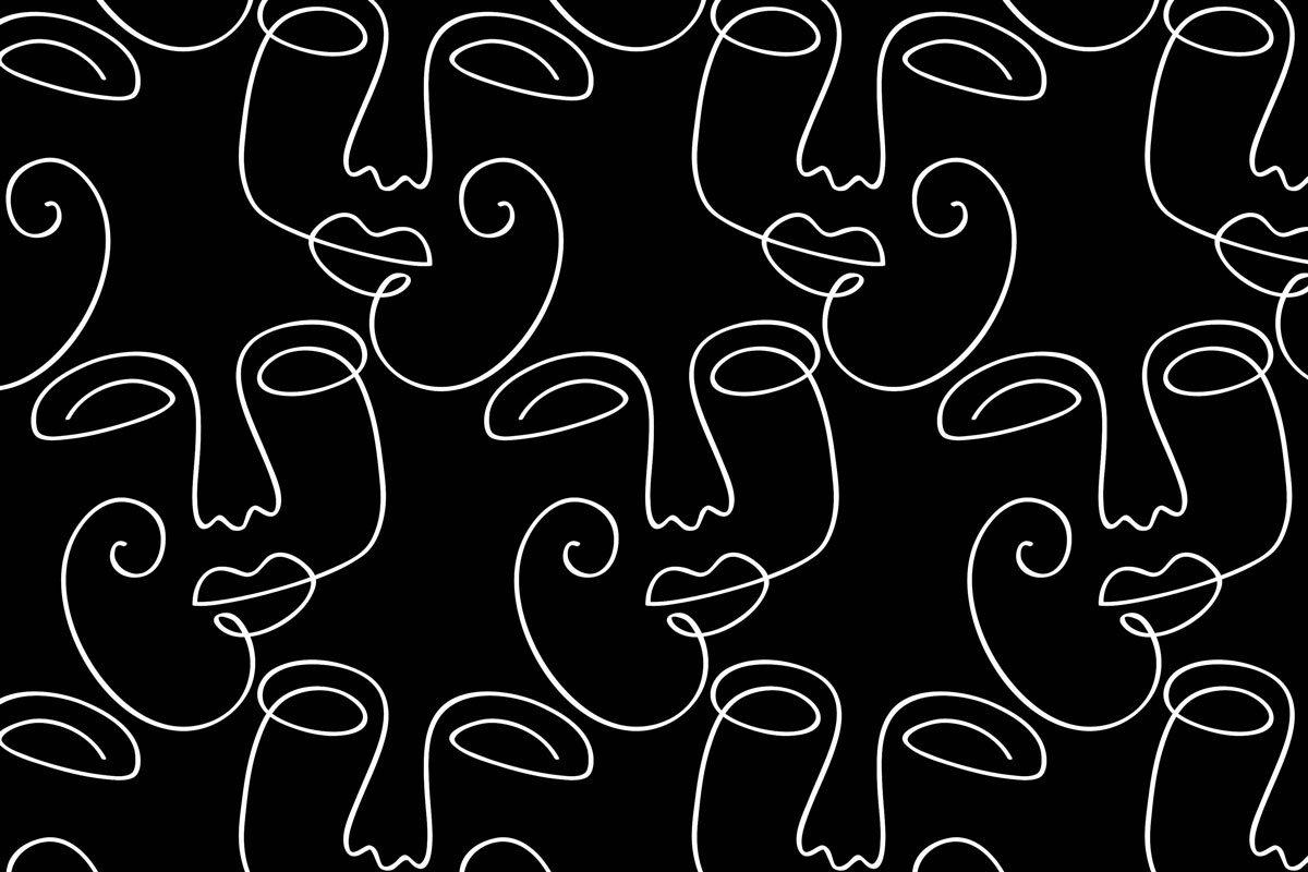 Black Abstract Faces 2 Wall Mural