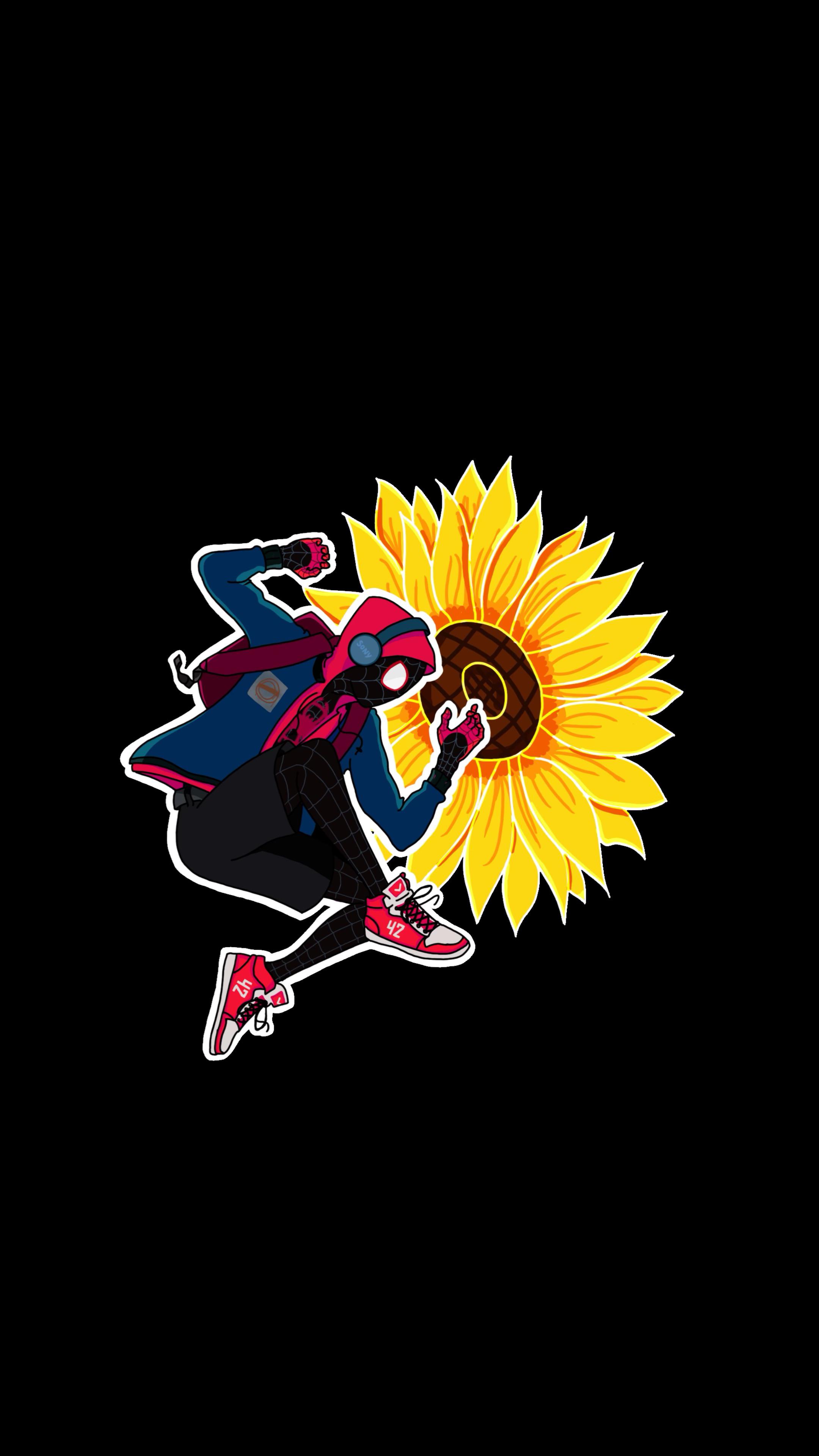Miles Morales Sunflower (2160x3840), r