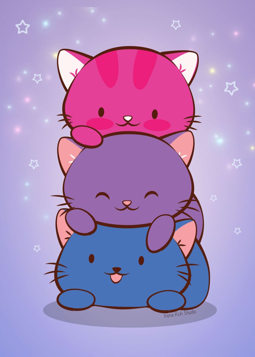 LGBTQ Bisexual Pride Cats' Poster
