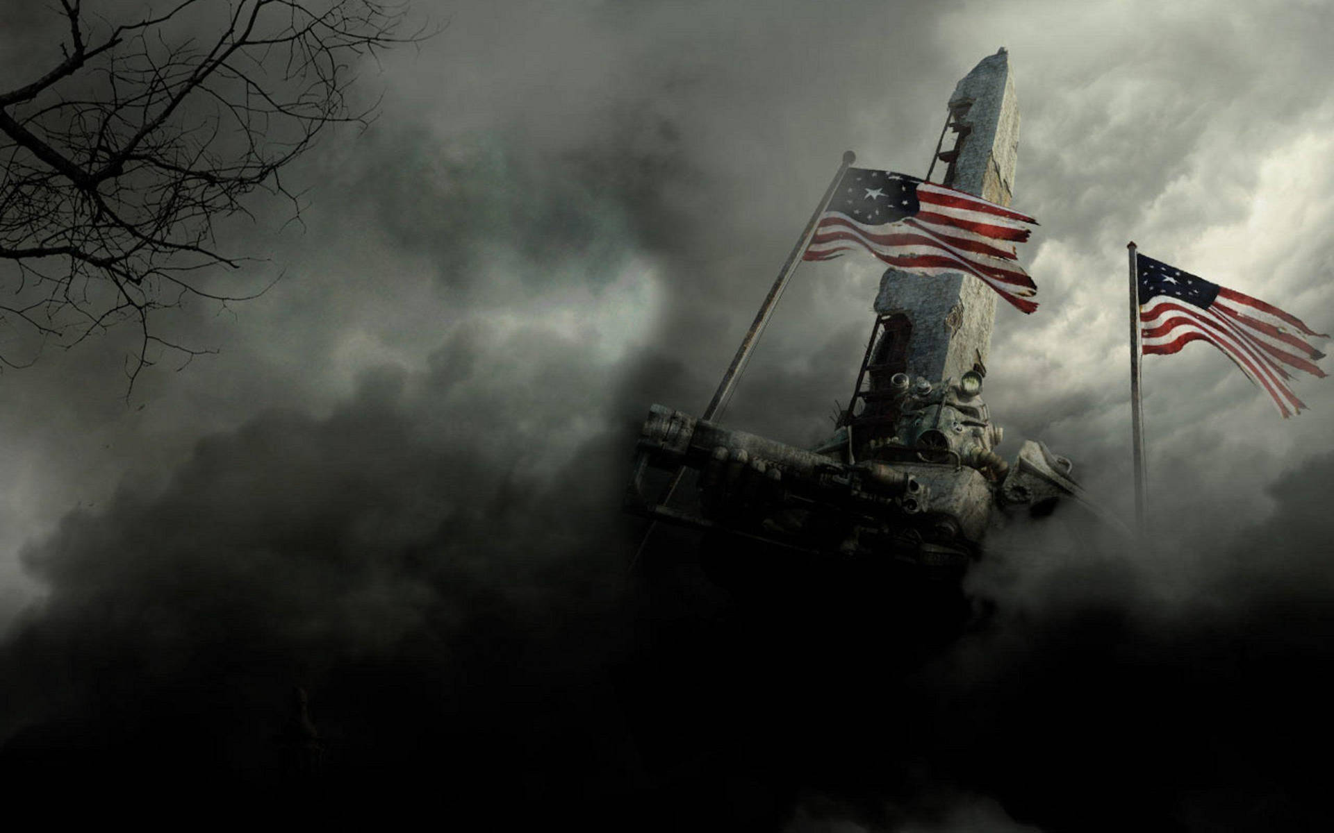 American Flags On A Pole Wallpaper