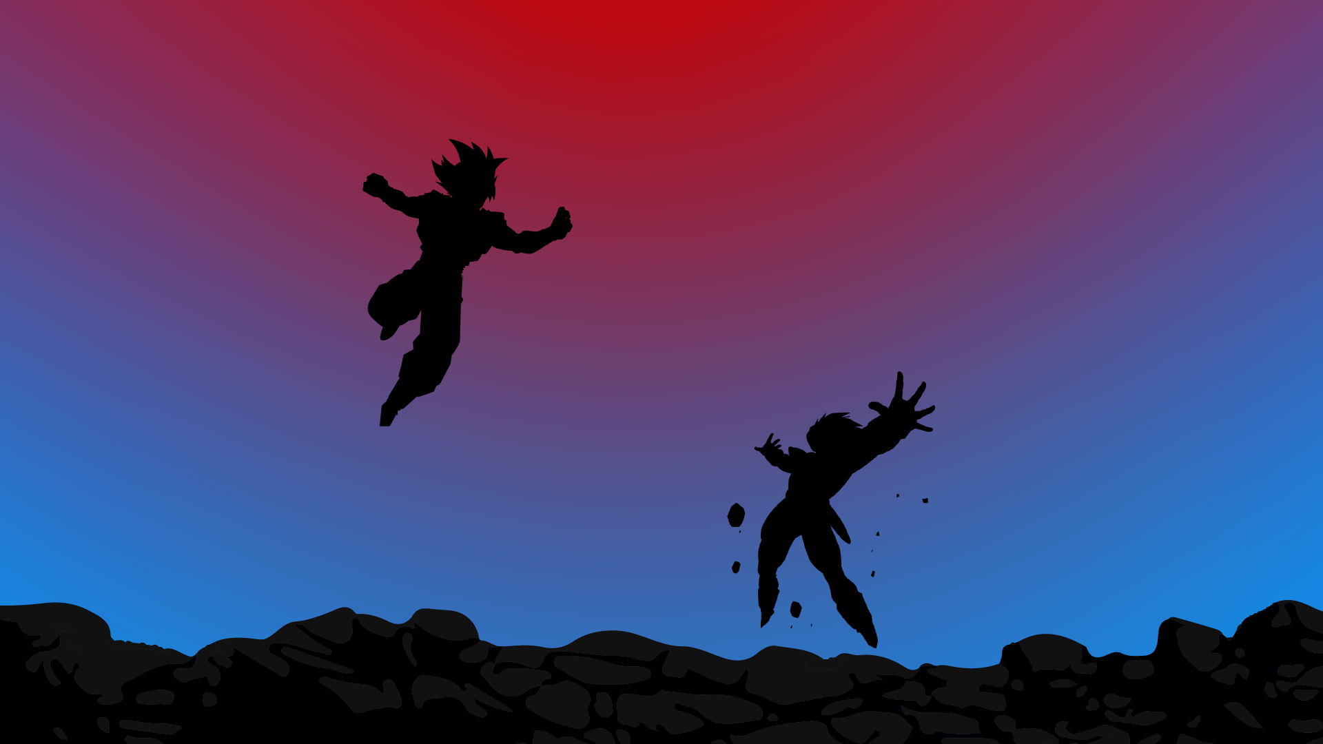 Goku vs Vegeta silhouette art wallpaper