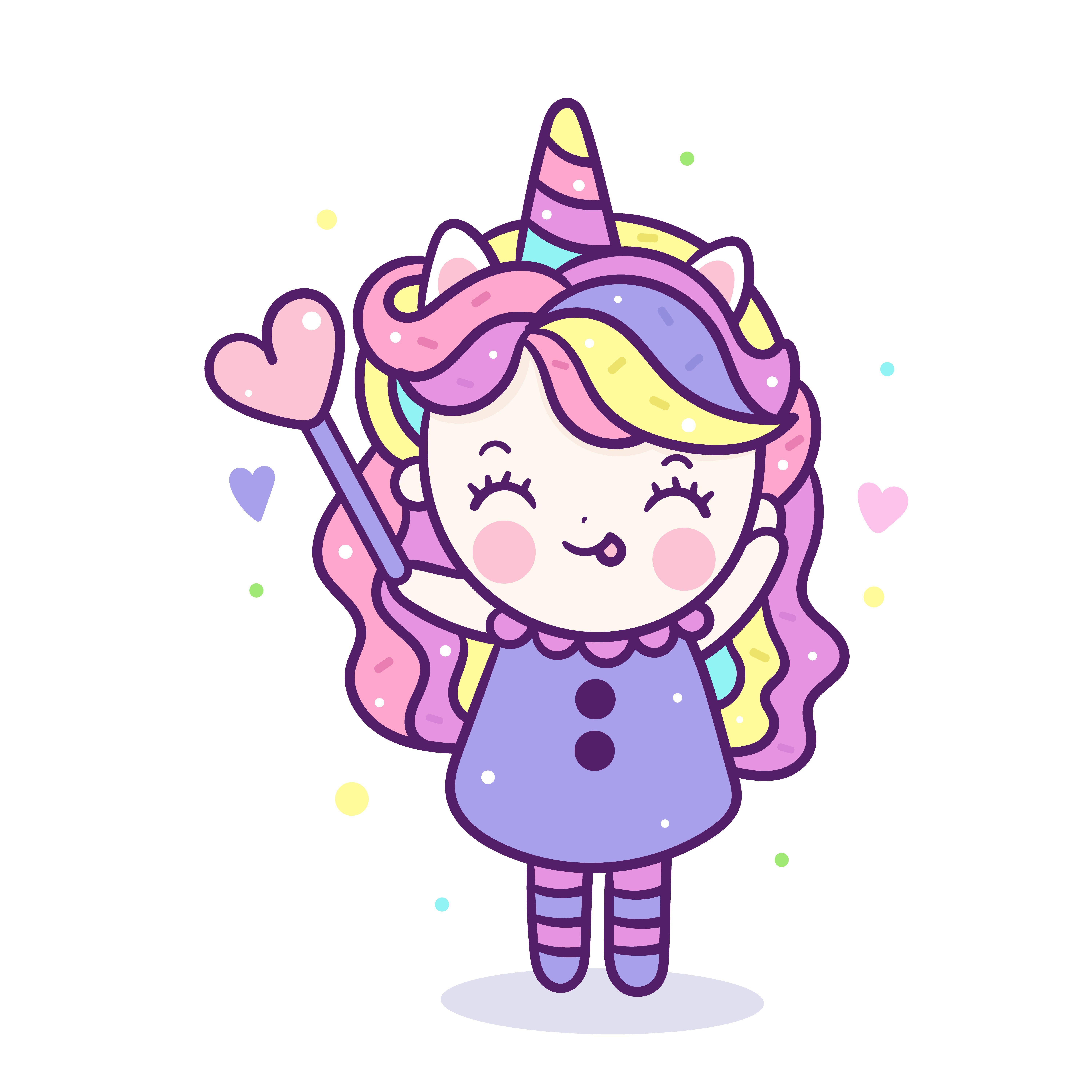 Kawaii Unicorn girl in fancy dress cute