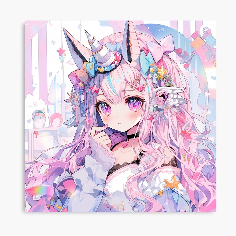 Cute Pastel Pink Unicorn Anime Girl