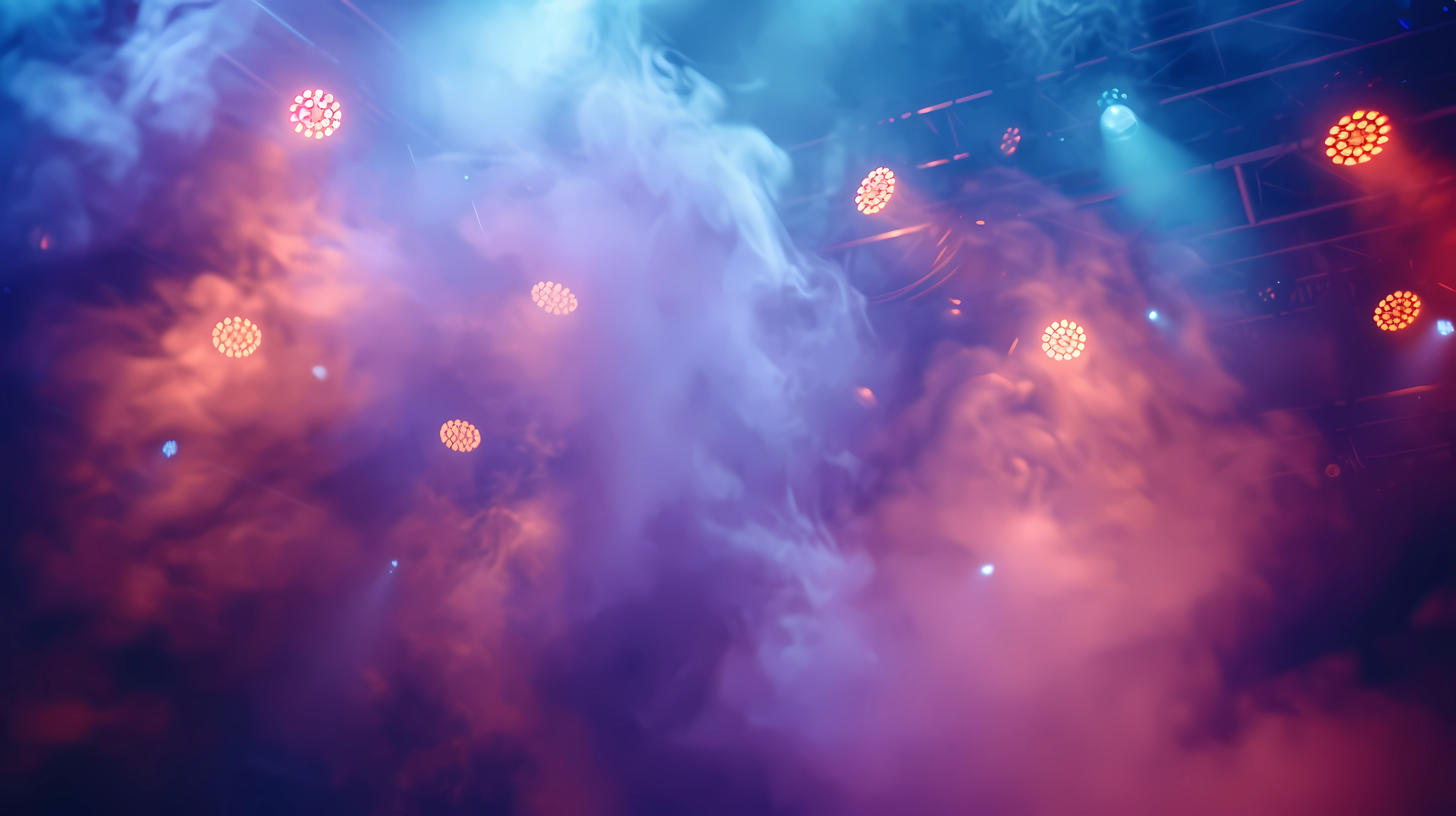 party lights and smoke