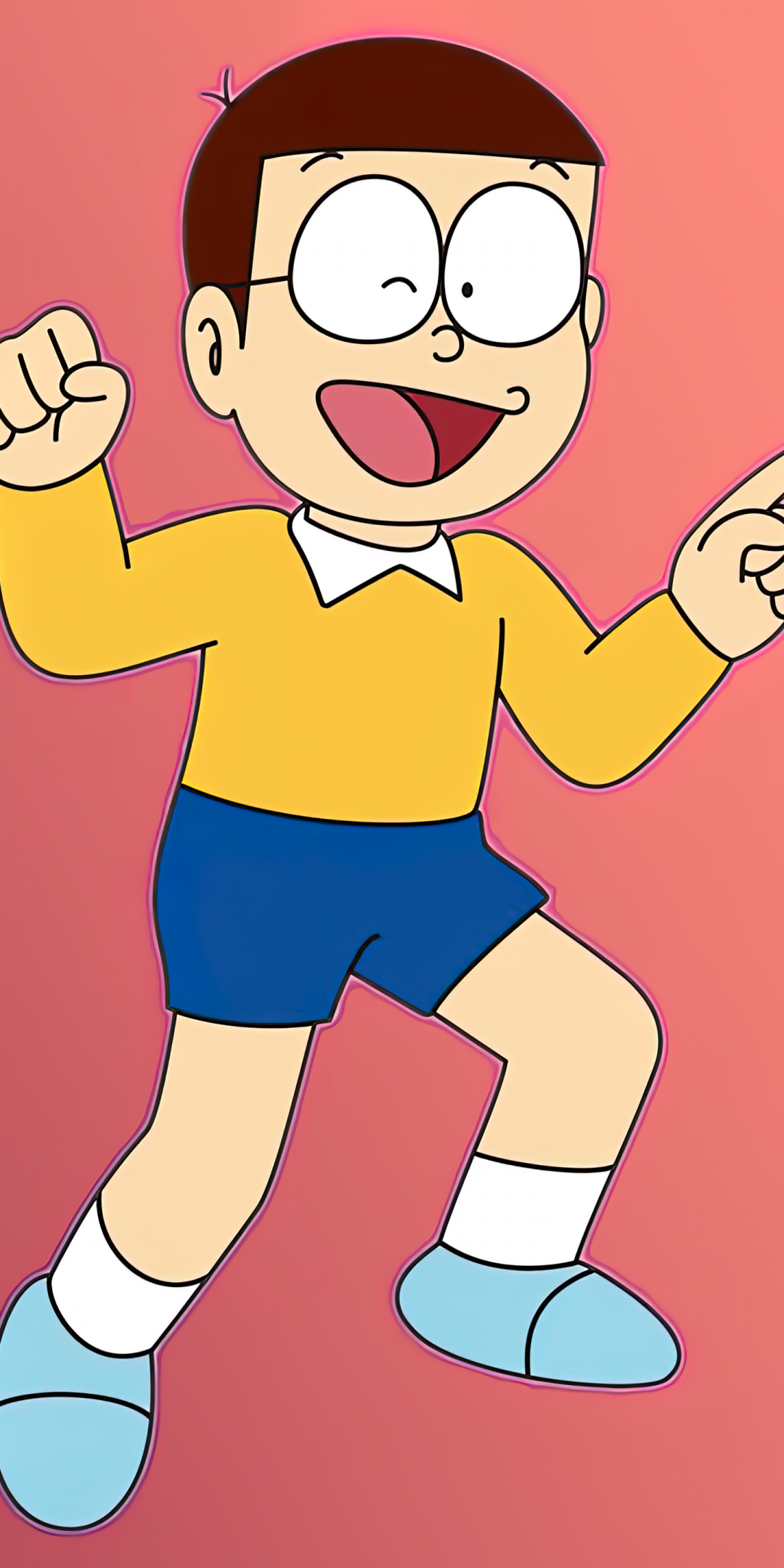 Nobita Wallpaper 4K, Doraemon, Coral