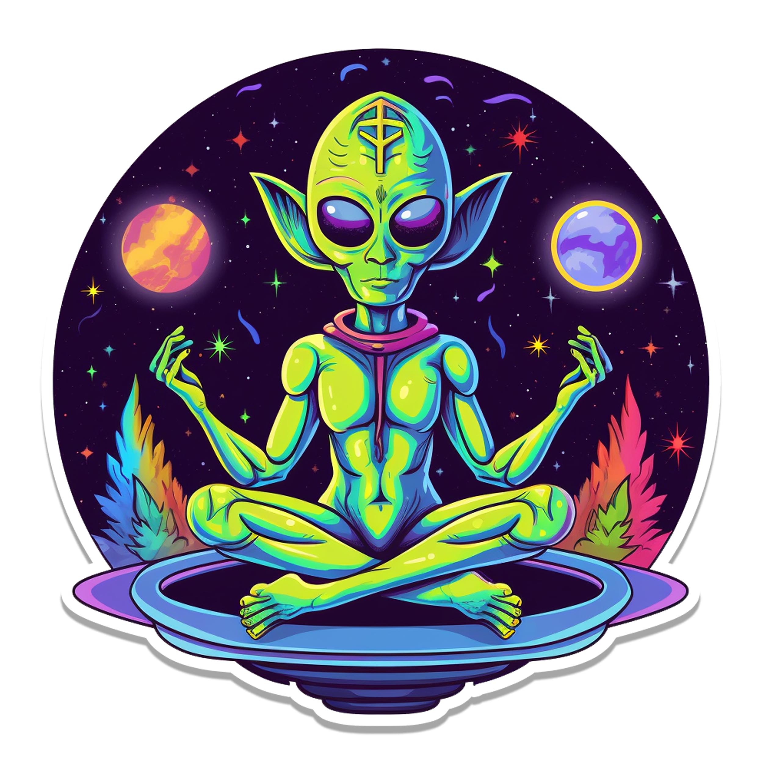 Psychedelic Alien Meditating Yoga Pose