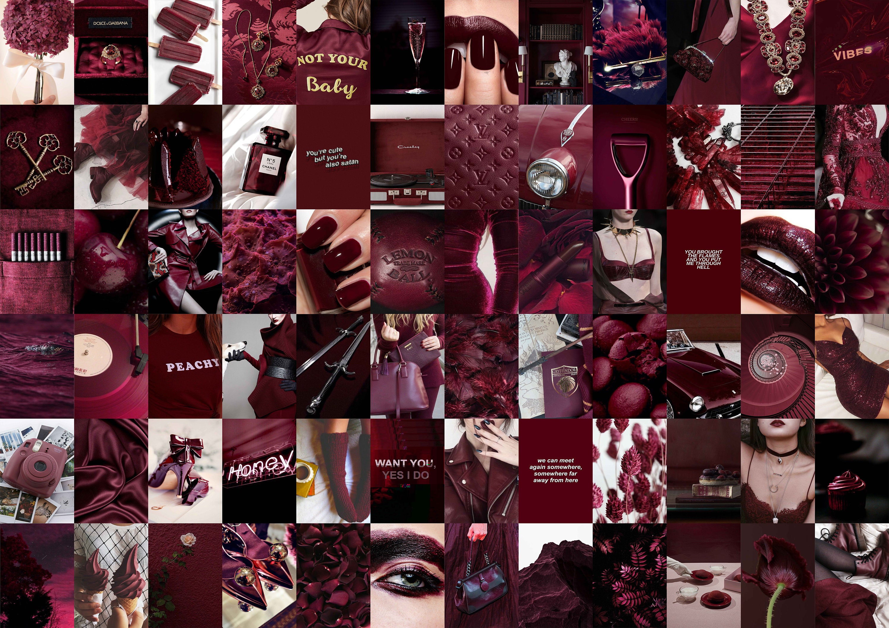 Boujee Burgundy Aesthetic Wall Collage