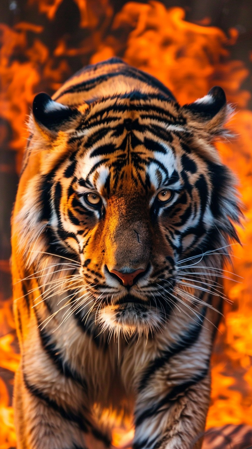 AI fire tiger wallpaper desktop & phone