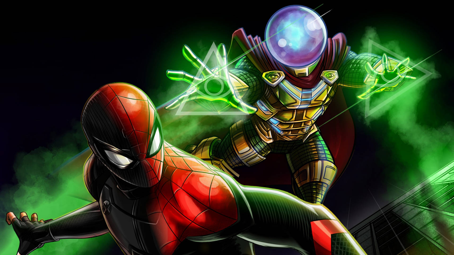 3D Mysterio And Spider Man Wallpaper