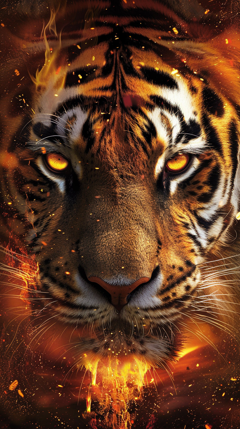 AI fire tiger wallpaper desktop & phone