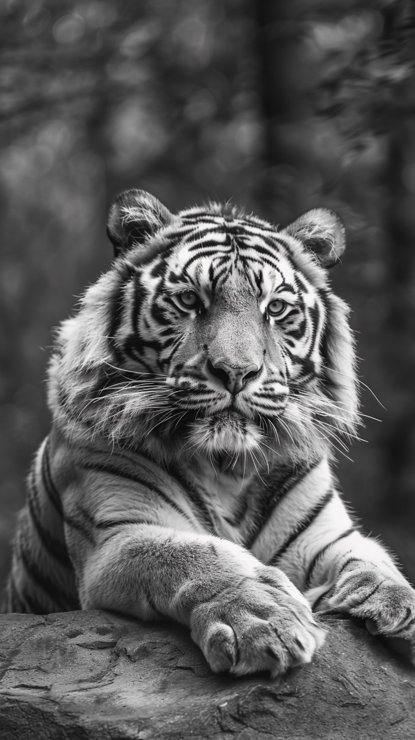 AI black and white tiger wallpaper