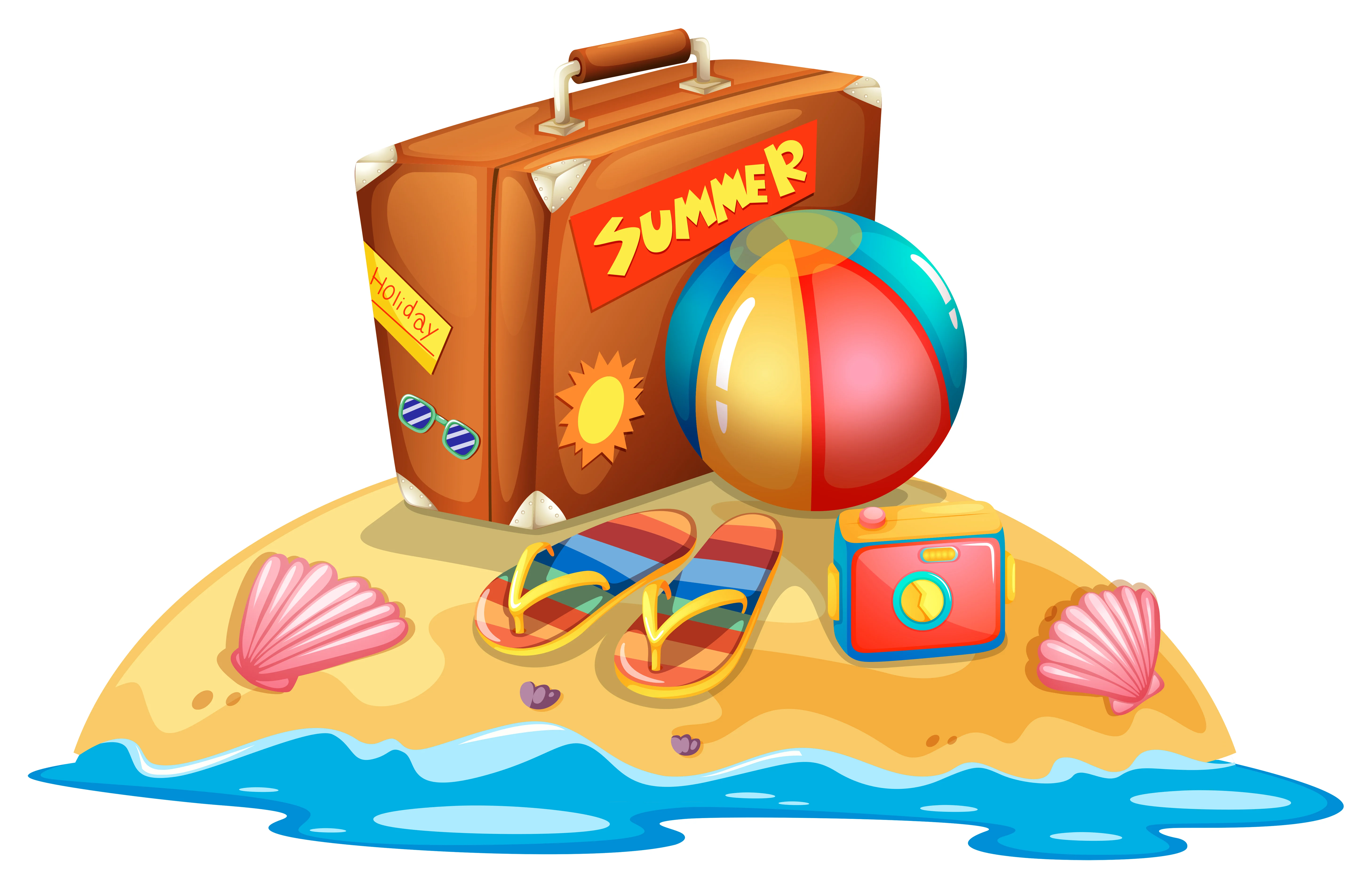 Download Suitcase Artistic Summer 4k