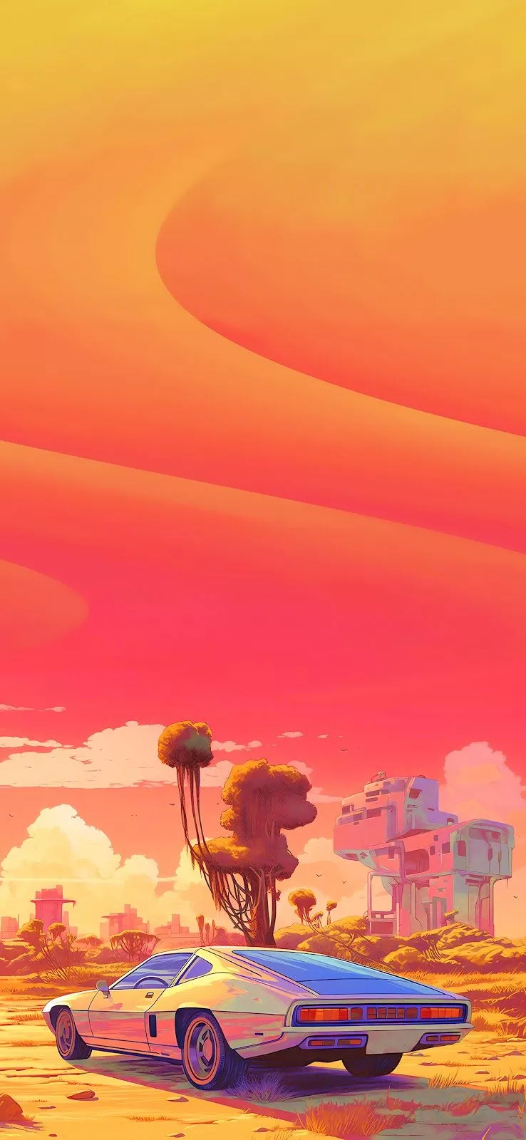 4K Wallpaper iPhone: 70s Retro Car