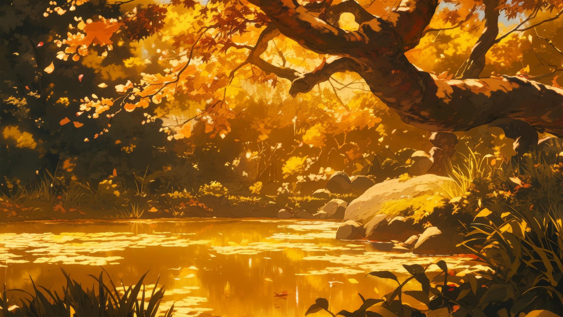 Serene Autumn River Reflection