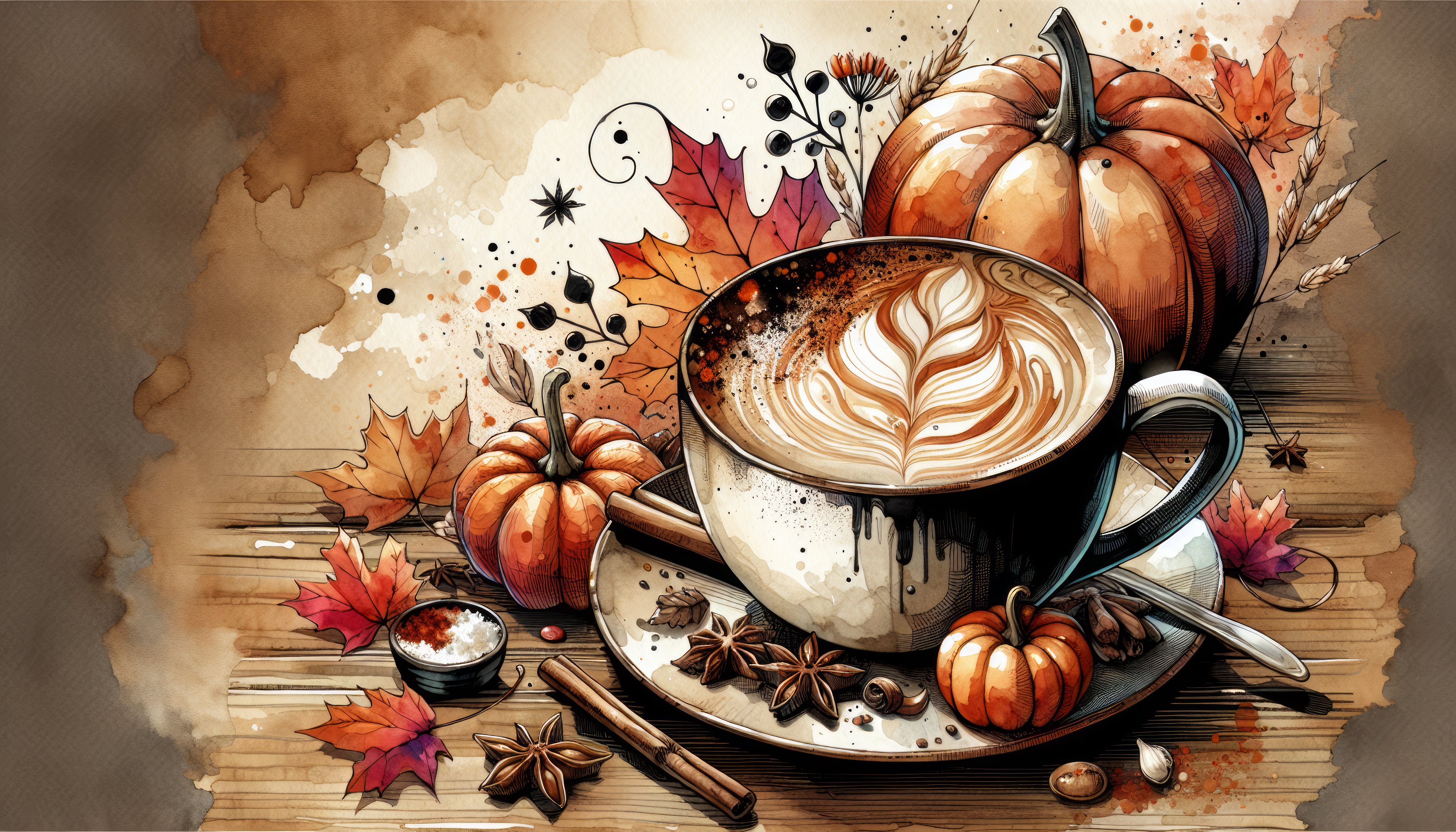 Pumpkin Spice Latte Autumn Ambiance HD