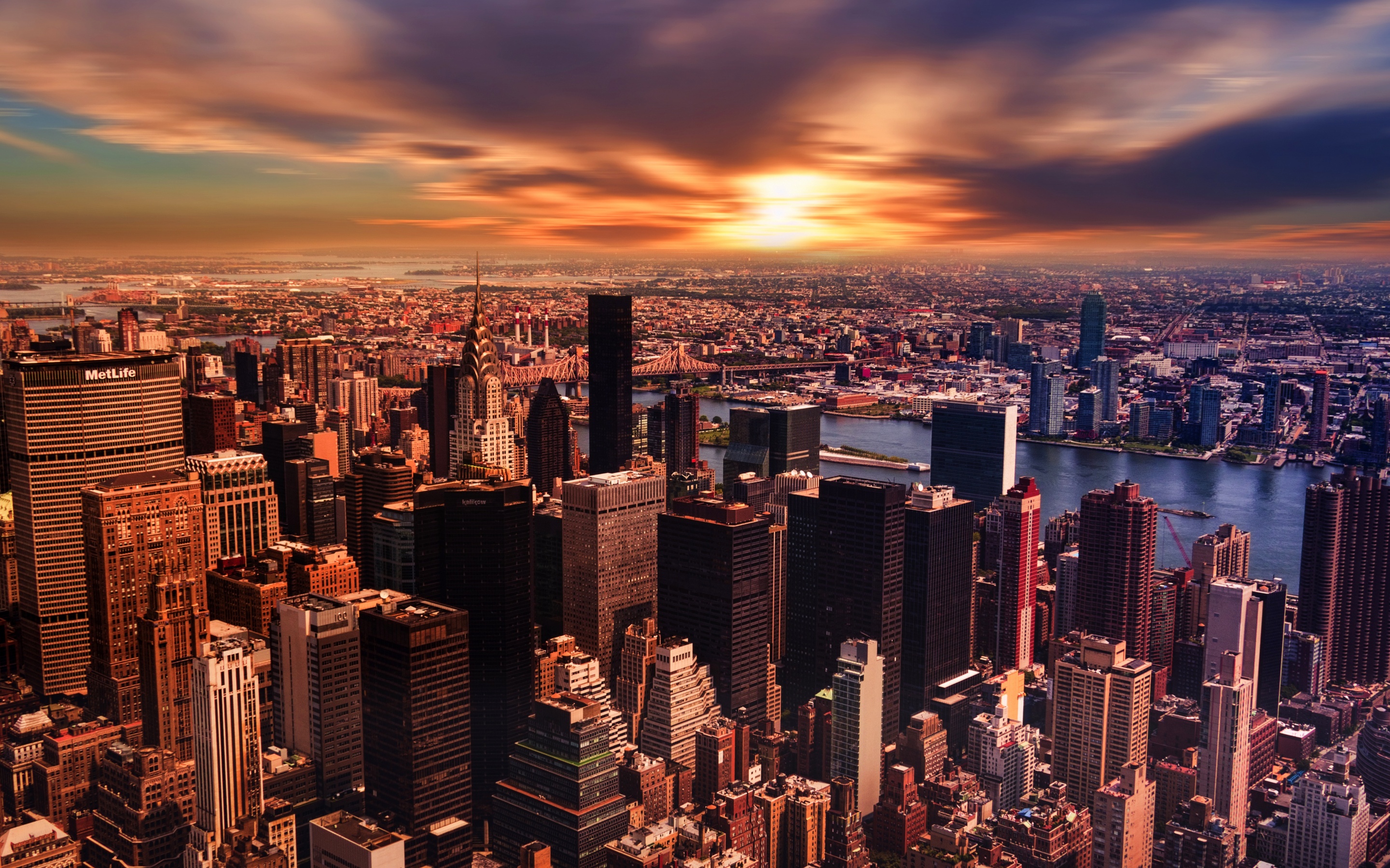 New York City Wallpaper 4K, 5K, Cloudy Sky, Sunset, Cityscape