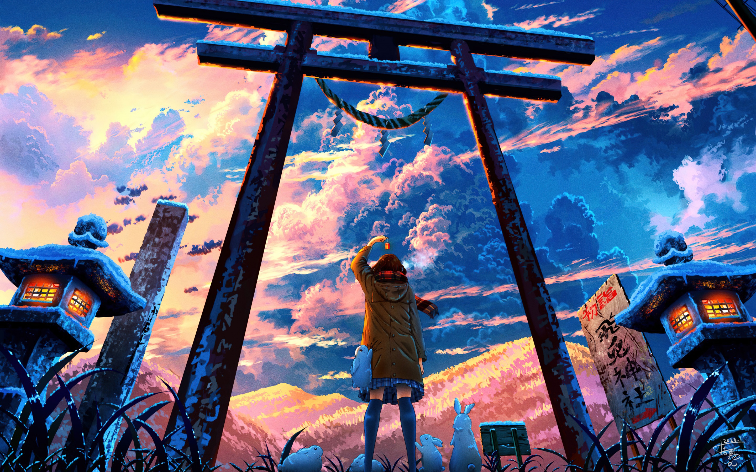 Torii gate Wallpaper 4K, Japanese architecture, 5K