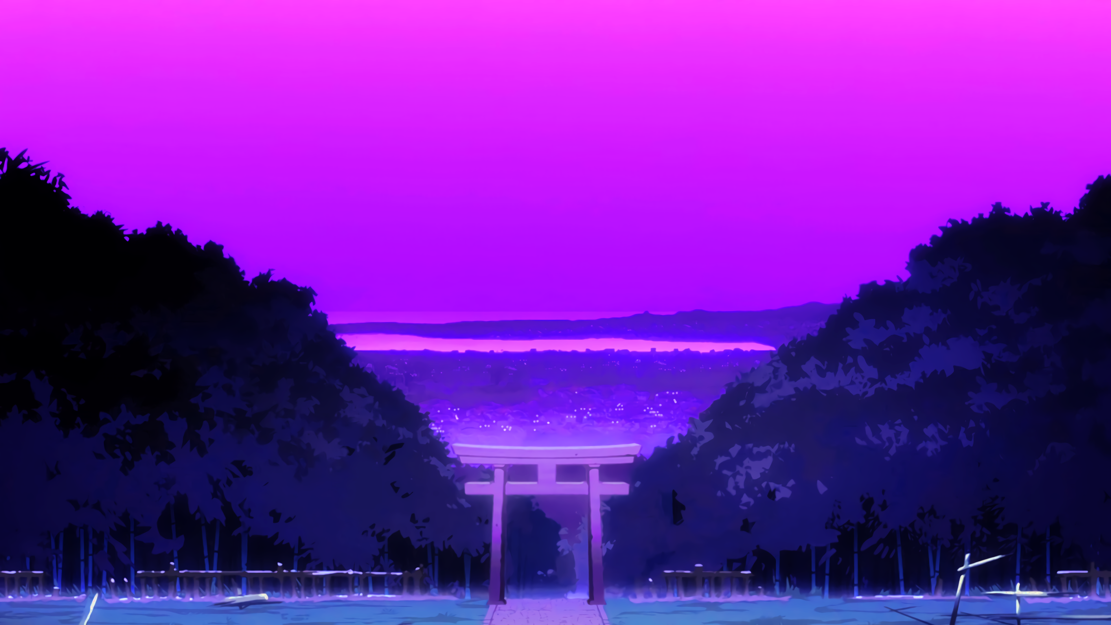 Purple Torii Anime Shrine Gate