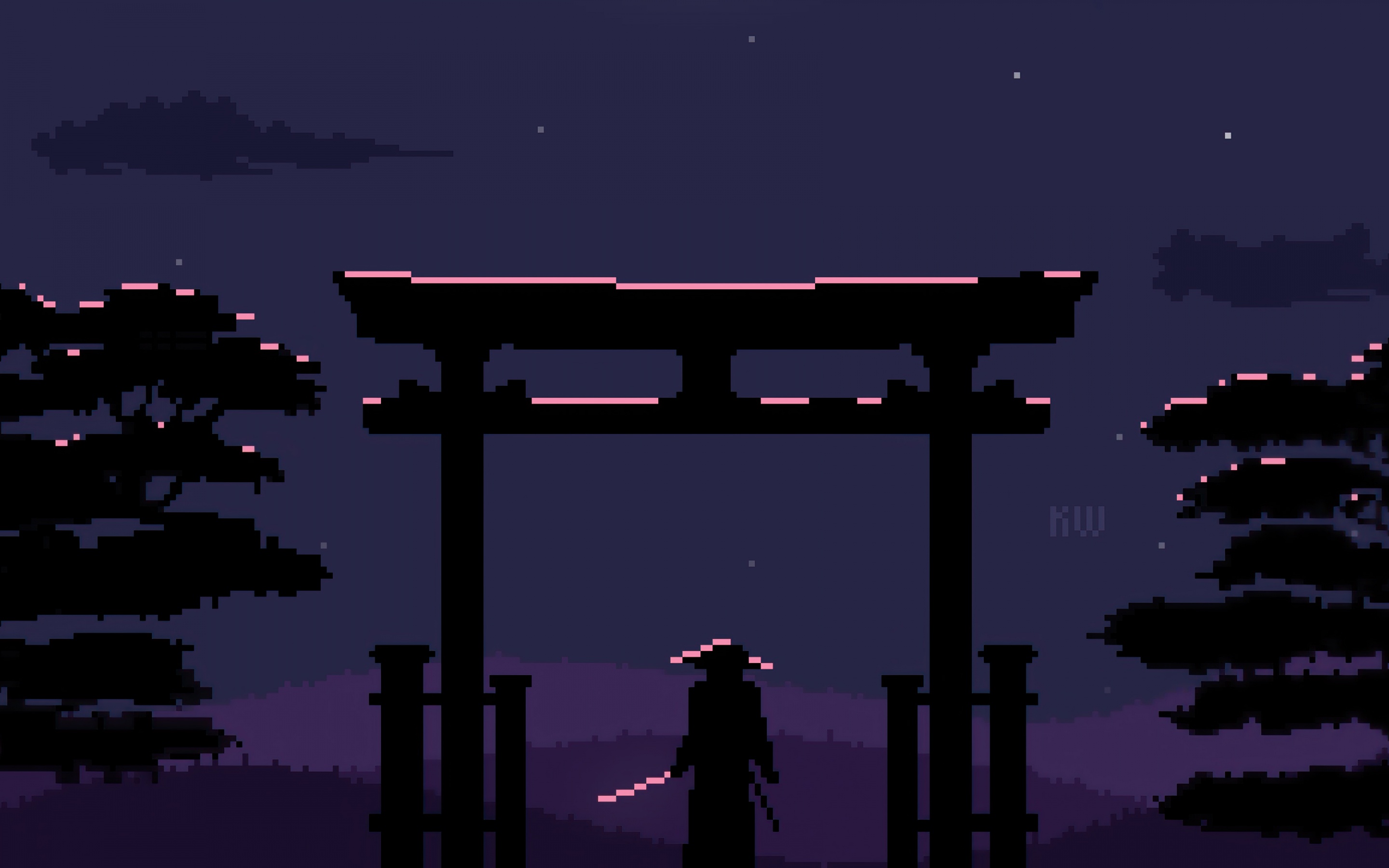 Samurai Wallpaper 4K, Pixel art, Torii gate