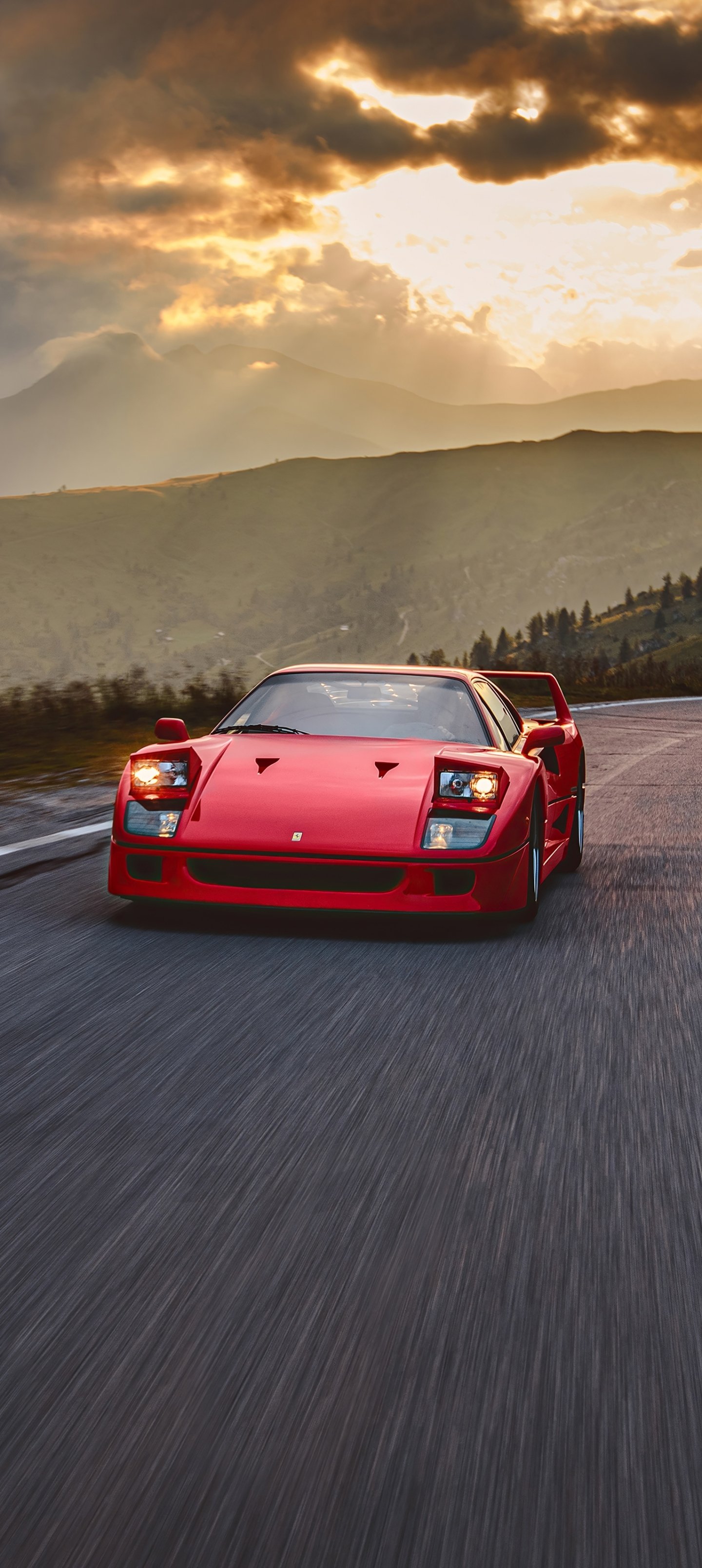 Vehicle Ferrari F40 Phone Wallpaper