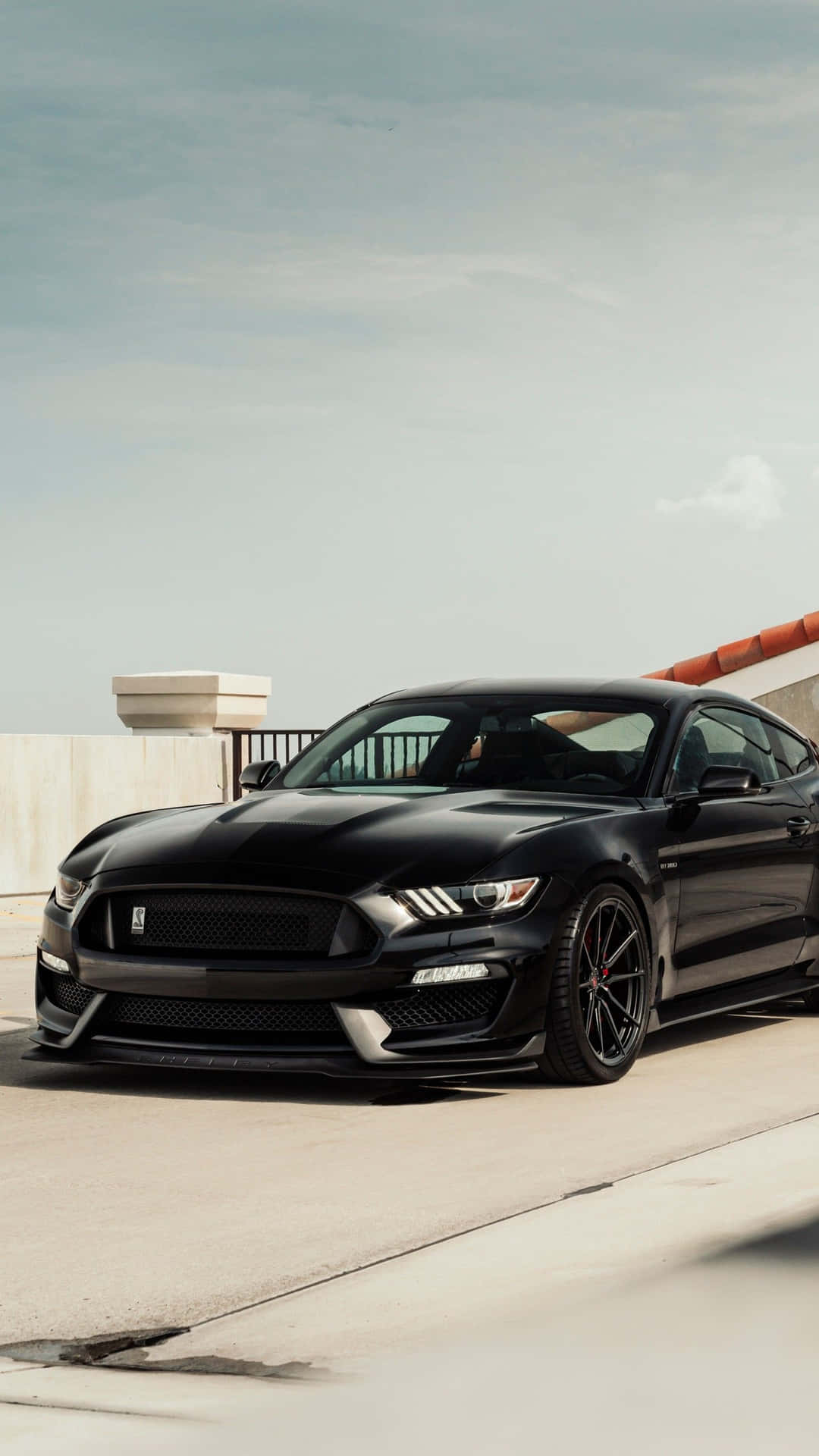Download The Black Mustang Gt Is Parked