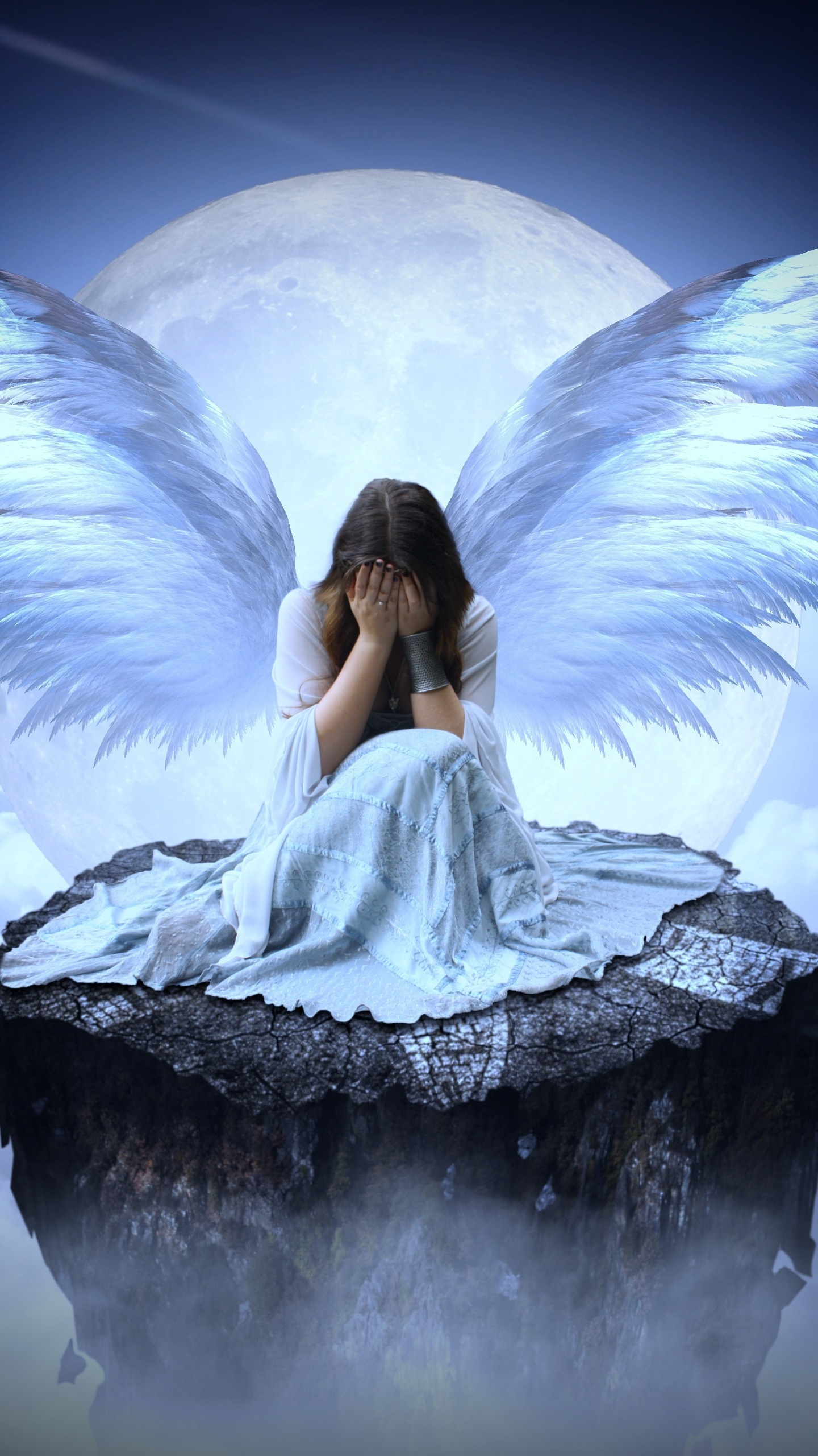 Sad girl Wallpaper 4K, Fairy, Angel