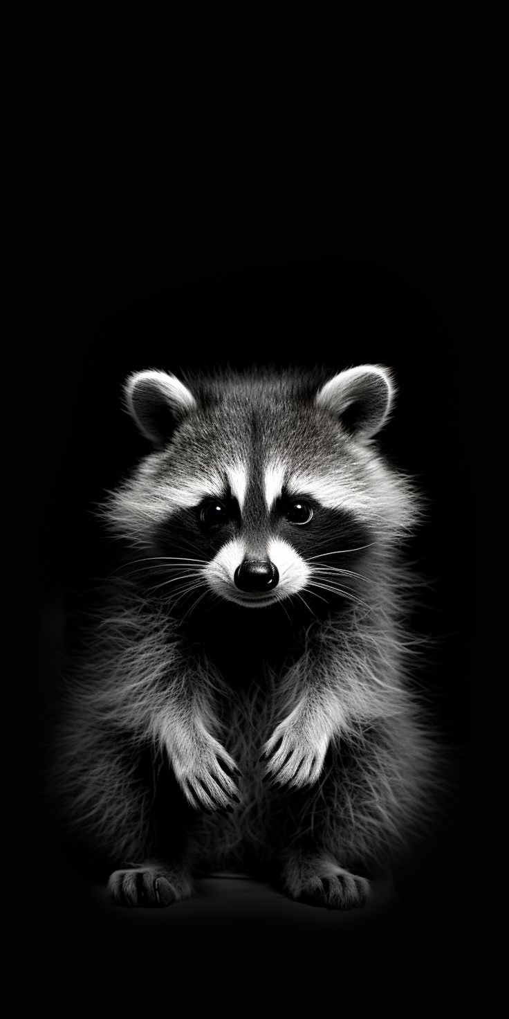 Raccoon black and white iPhone wallpaper