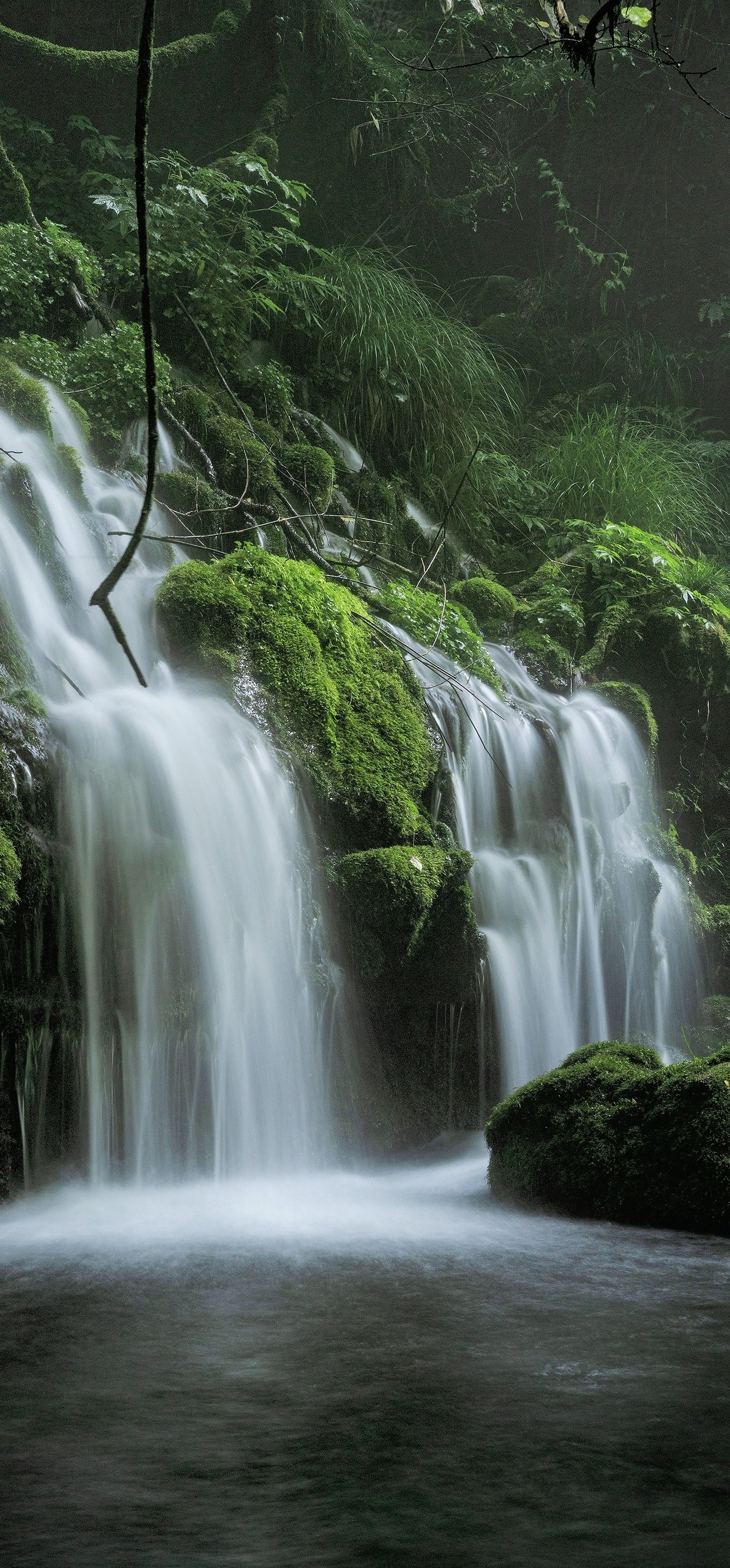 Spring Waterfall Stone Fog